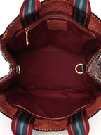 Prada Red/Black Madras Woven Leather Tote Bag