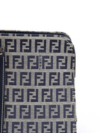 Fendi Vintage Navy Zucchino Canvas Boston Bag
