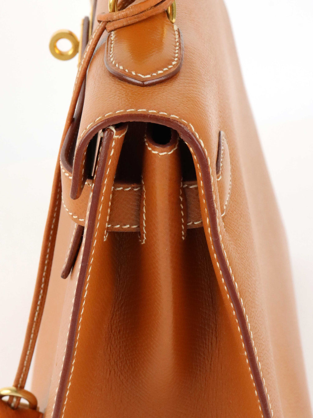 Hermes Vintage Kelly 32  Gold Courchevel GHW Circle W