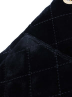 Chanel Black Small Quilted Velvet Wavy CC Hobo Bag.