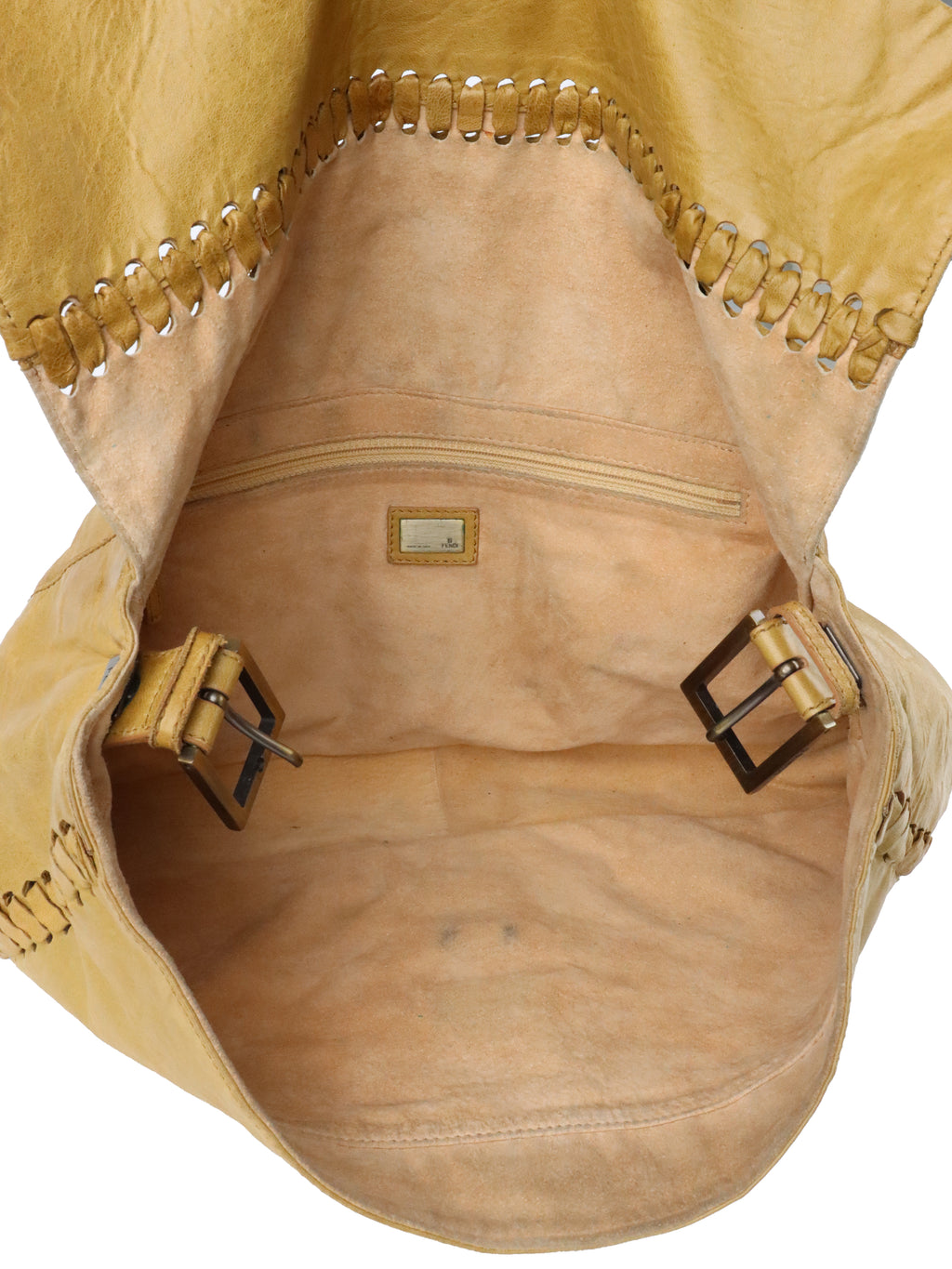 Fendi Vintage Senape Whipstitch Large Baguette