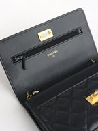 Chanel Black Aged Calfskin 2.55 Wallet On Chain