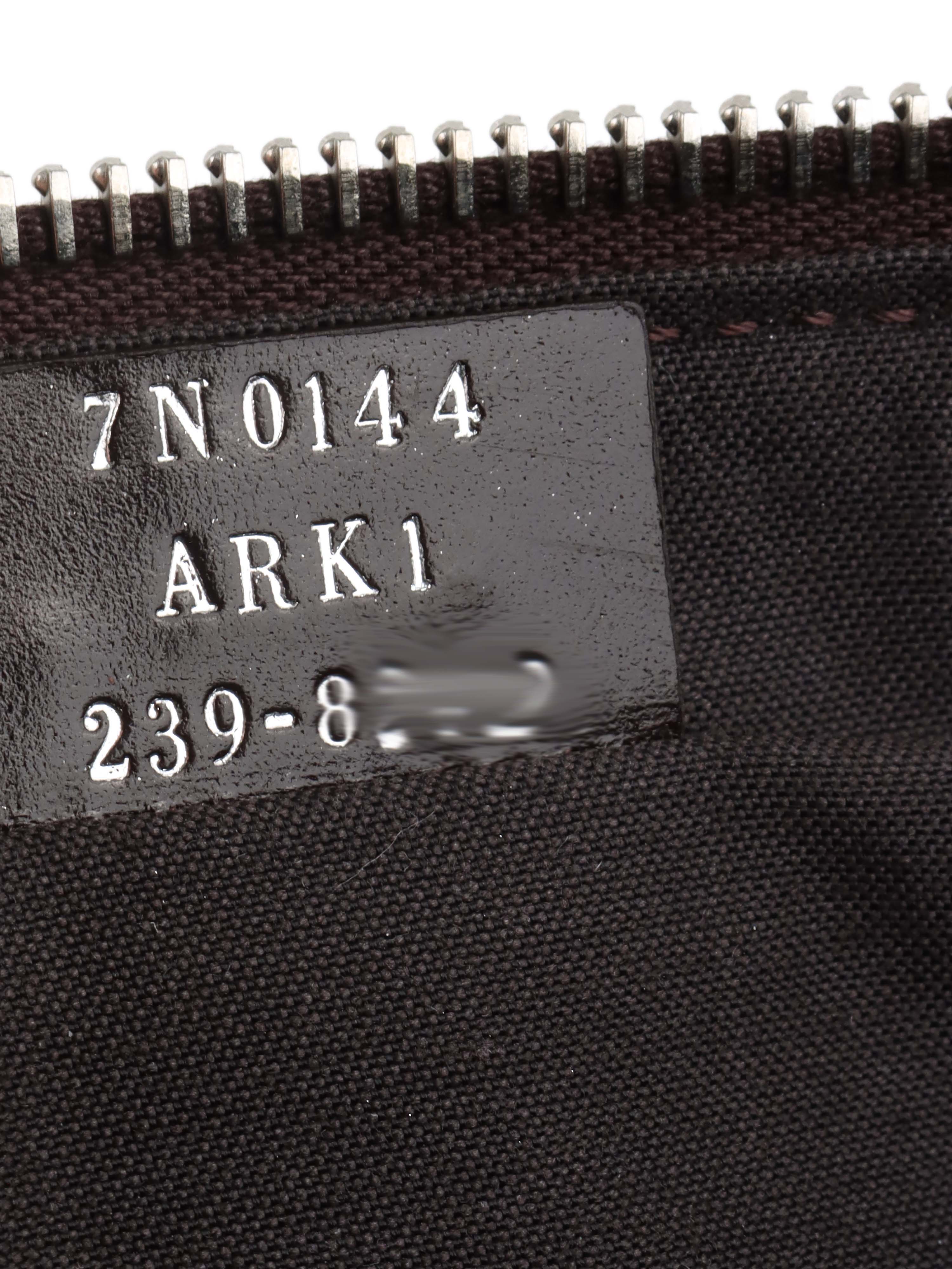 Fendi Brown Logo Fabric Shoulder Bag.