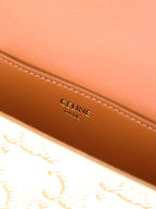 Celine White/Tan Triomphe Tabou Clutch with Strap