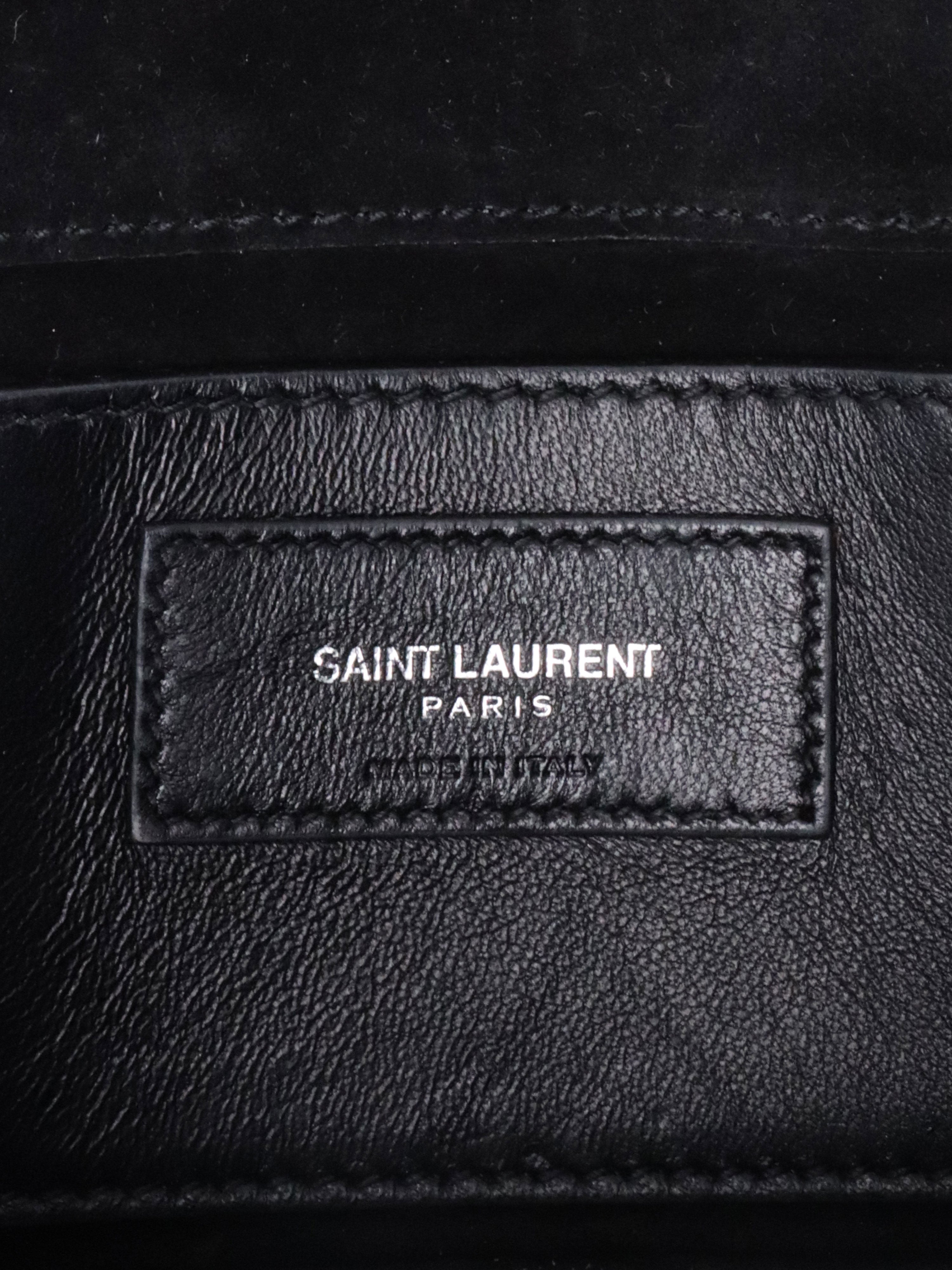 Saint Laurent Black Small Croc Embossed Kate Tassel SHW