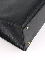 Chanel Vintage Stitched Logo Black Caviar Tote