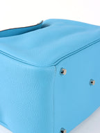 Hermes Lindy 30 P3 Bleu du Nord Clemence Leather Stamp D