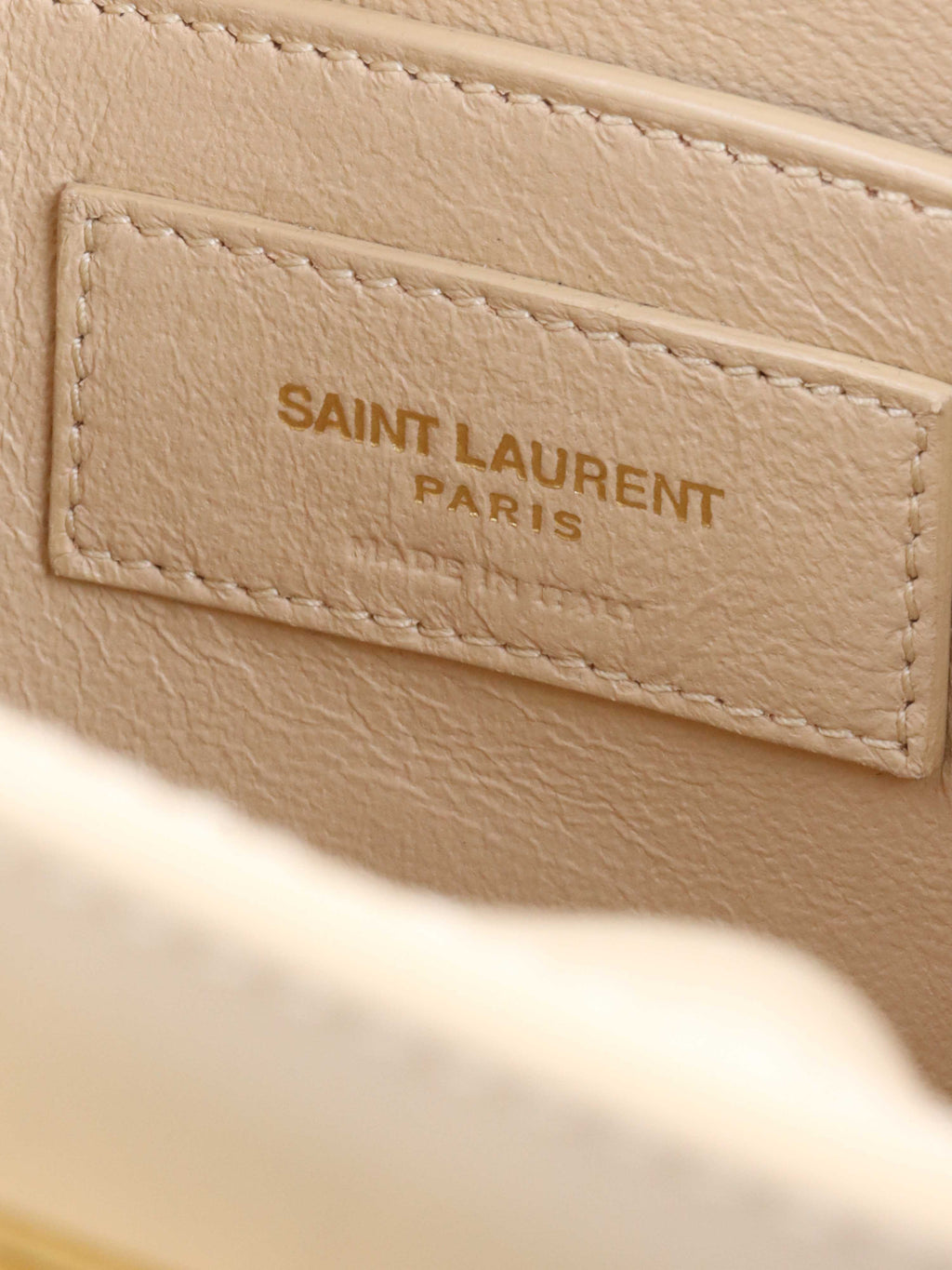 Saint Laurent Beige Manhattan Zip Chain Bag.