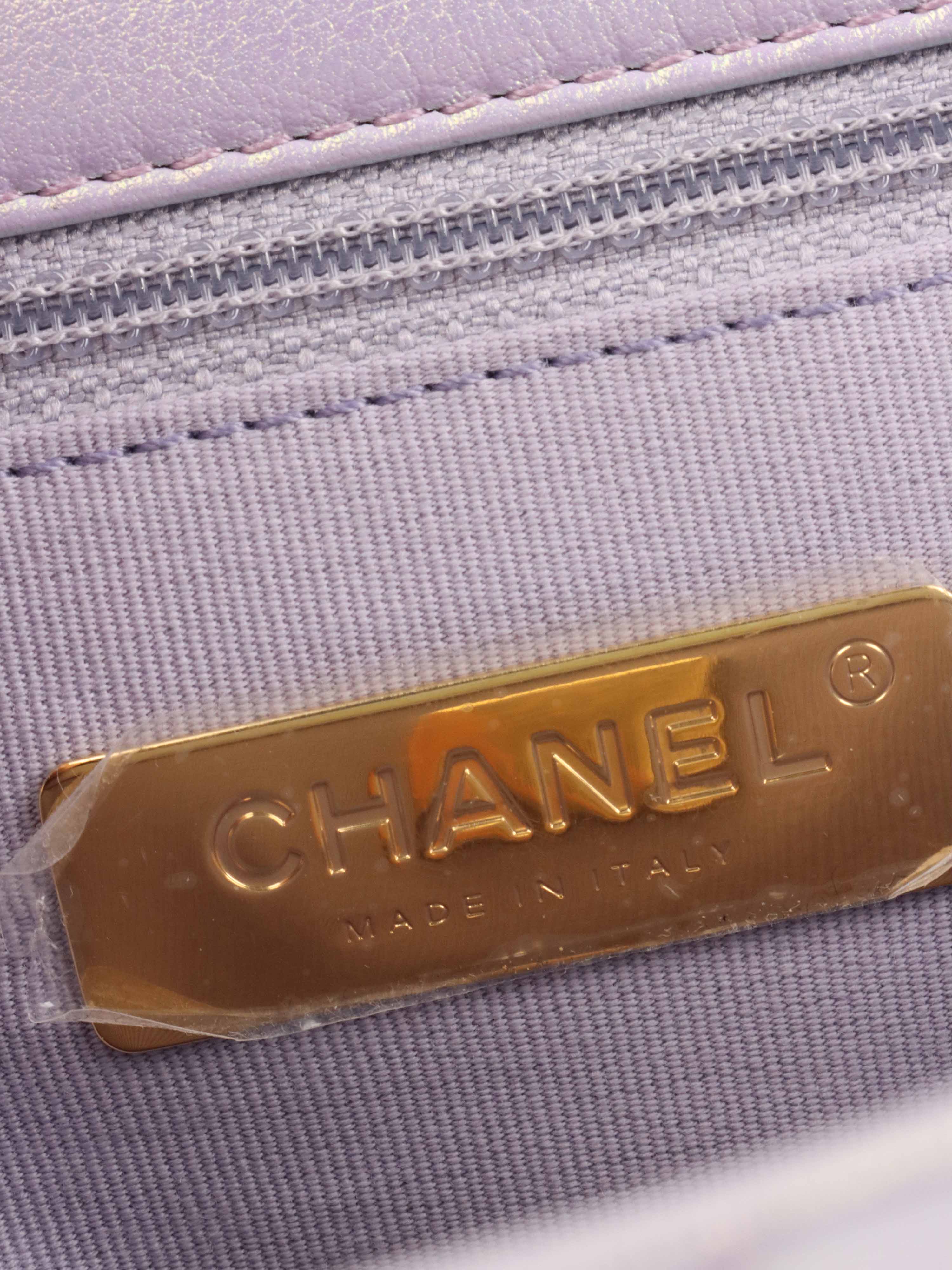 Chanel 22P Iridescent Light Purple Calfskin Quilted Small 19 Bag.