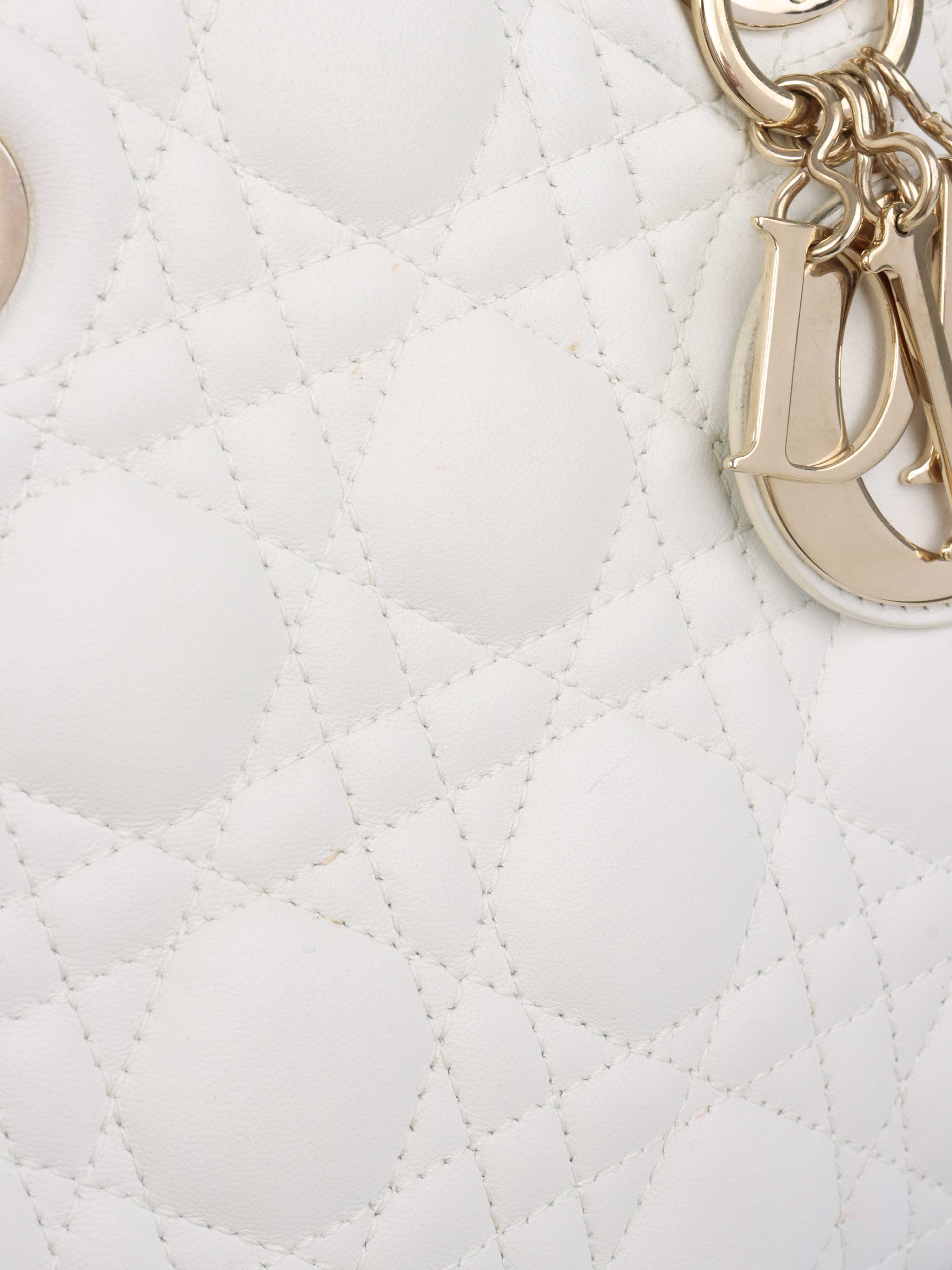 Dior White Small Lady Dior Bag GHW.