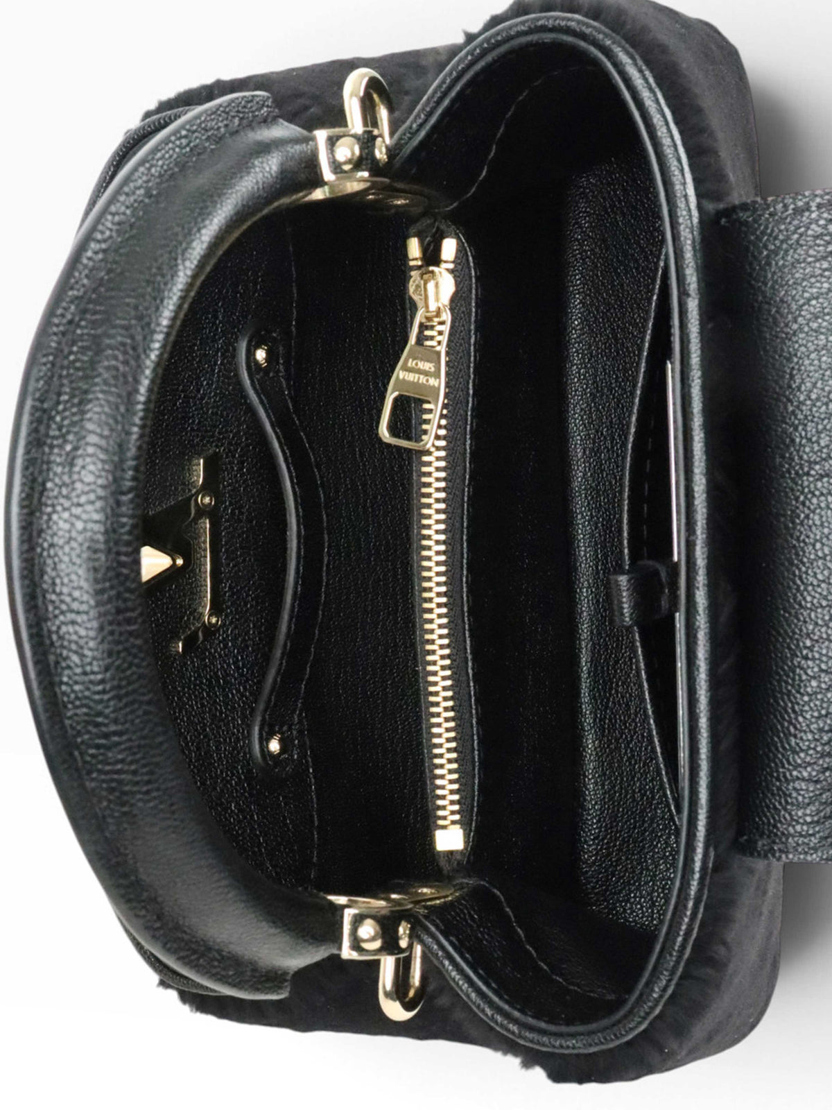 Louis Vuitton Black Sherling Mini East West Capucines