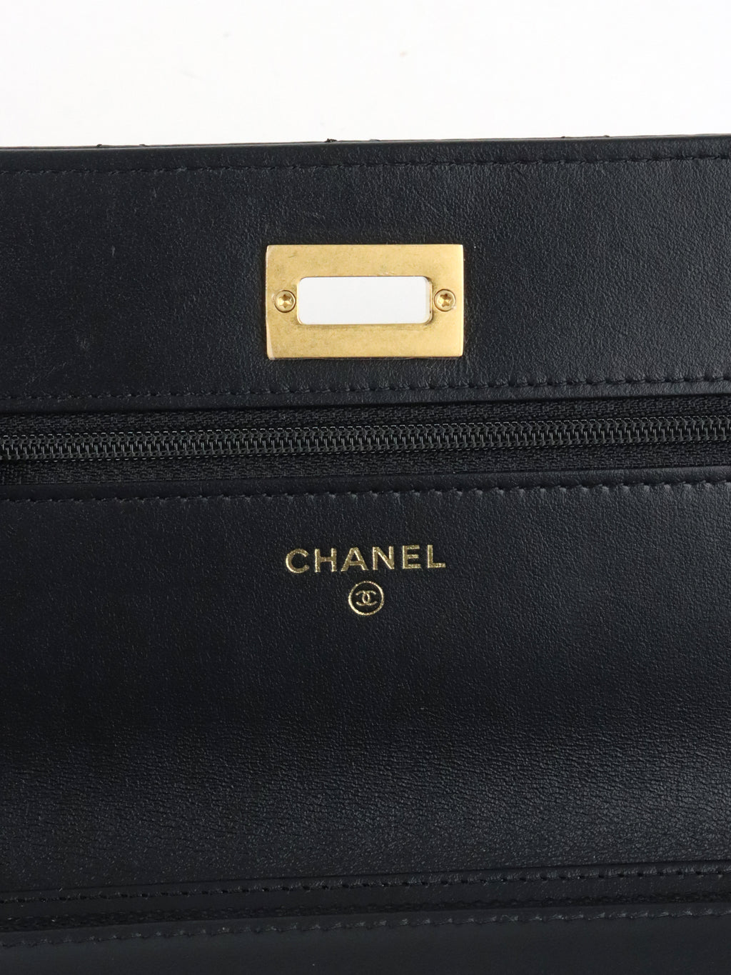 Chanel Black Aged Calfskin 2.55 Wallet On Chain