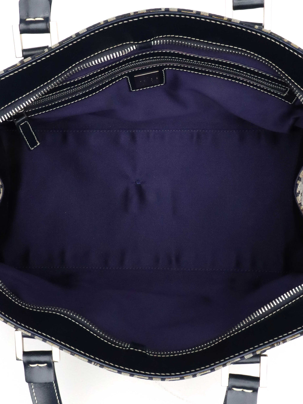 Fendi Vintage Navy Zucchino Canvas Boston Bag
