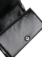 Chanel Black Crinkled Patent with Diamond Quilted Lock Medium Boy Bag