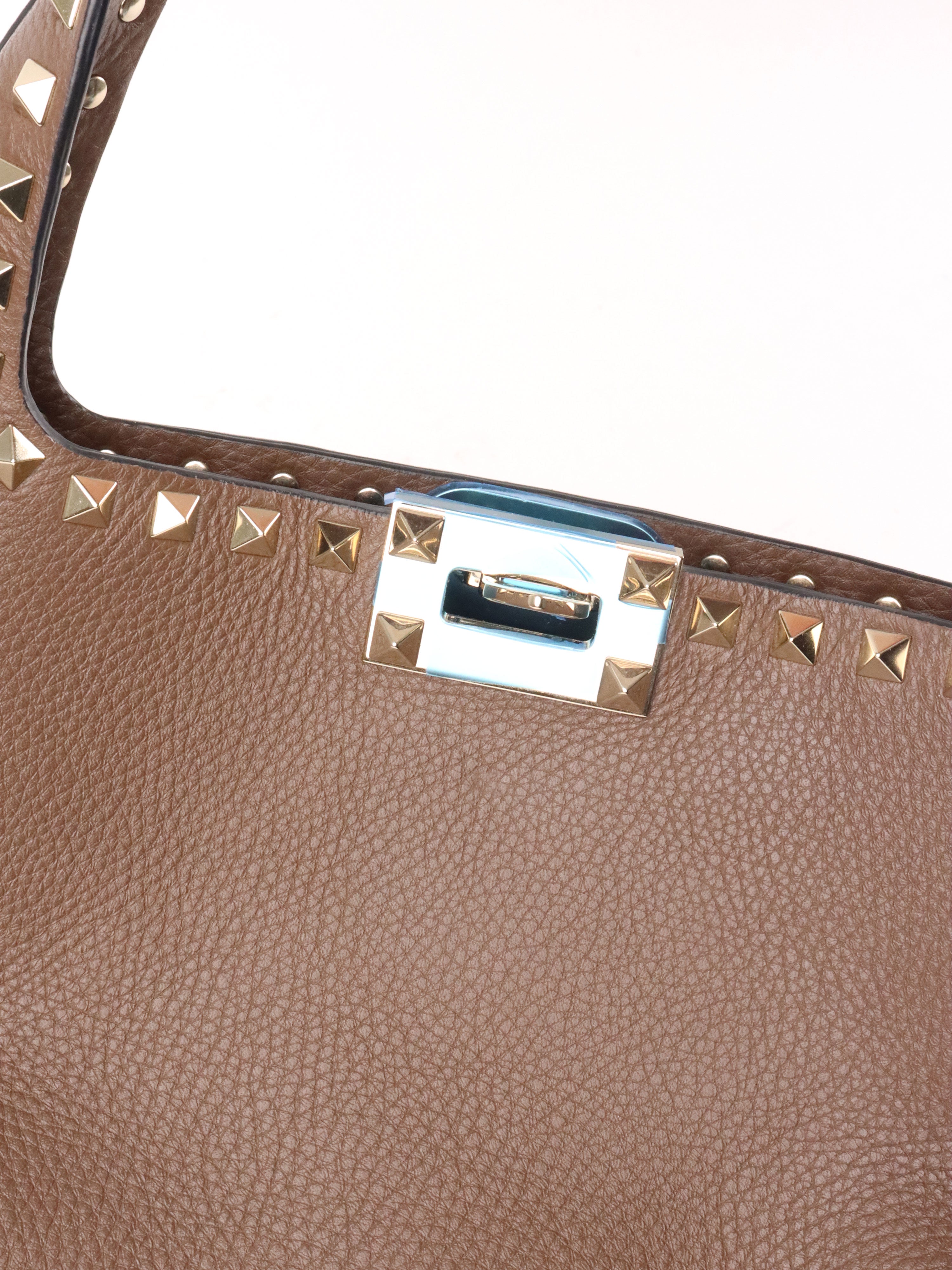 Valentino Brown Rockstud Hobo Bag