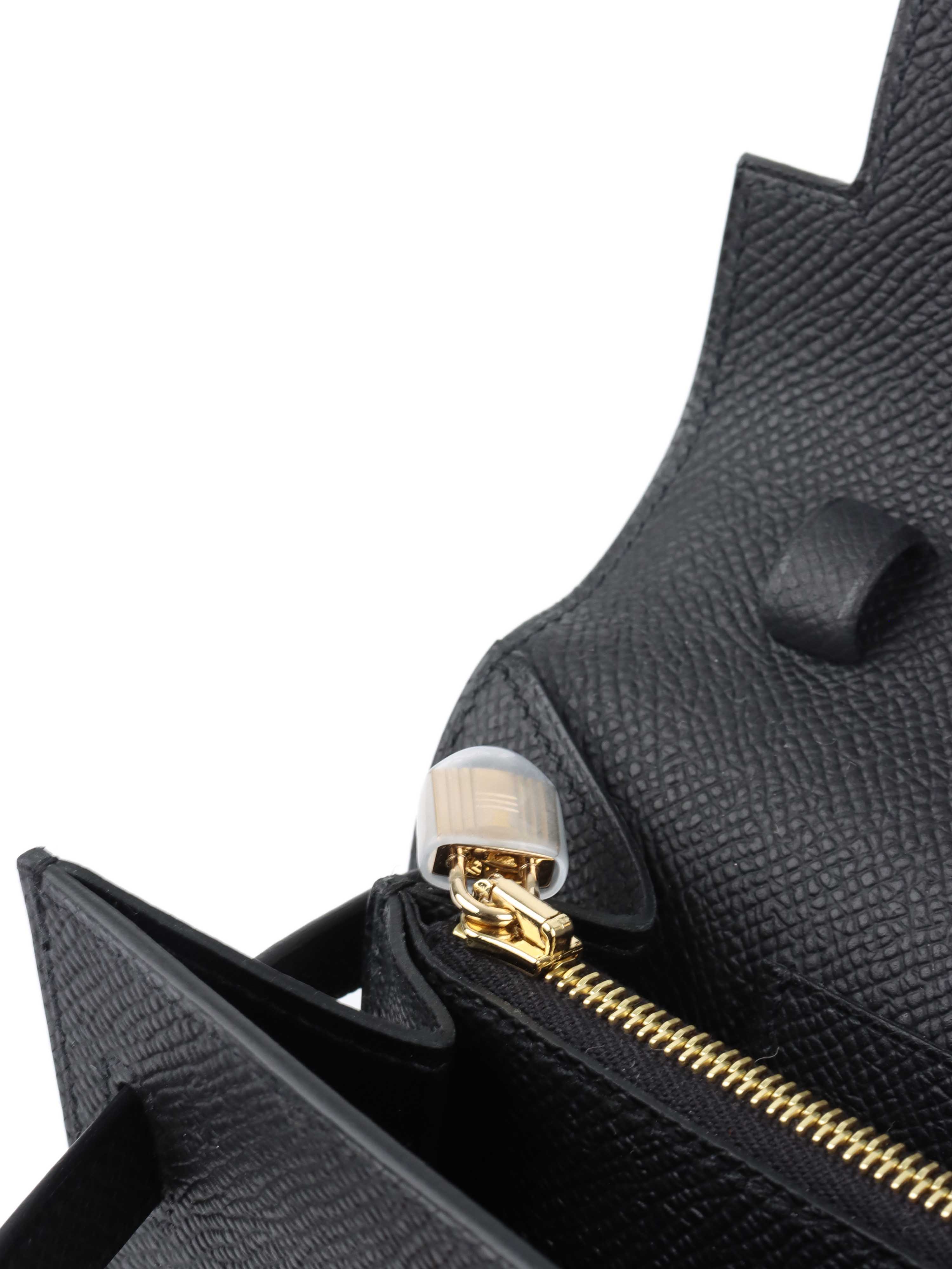 Hermes Kelly Classique To Go Noir GHW Stamp K.
