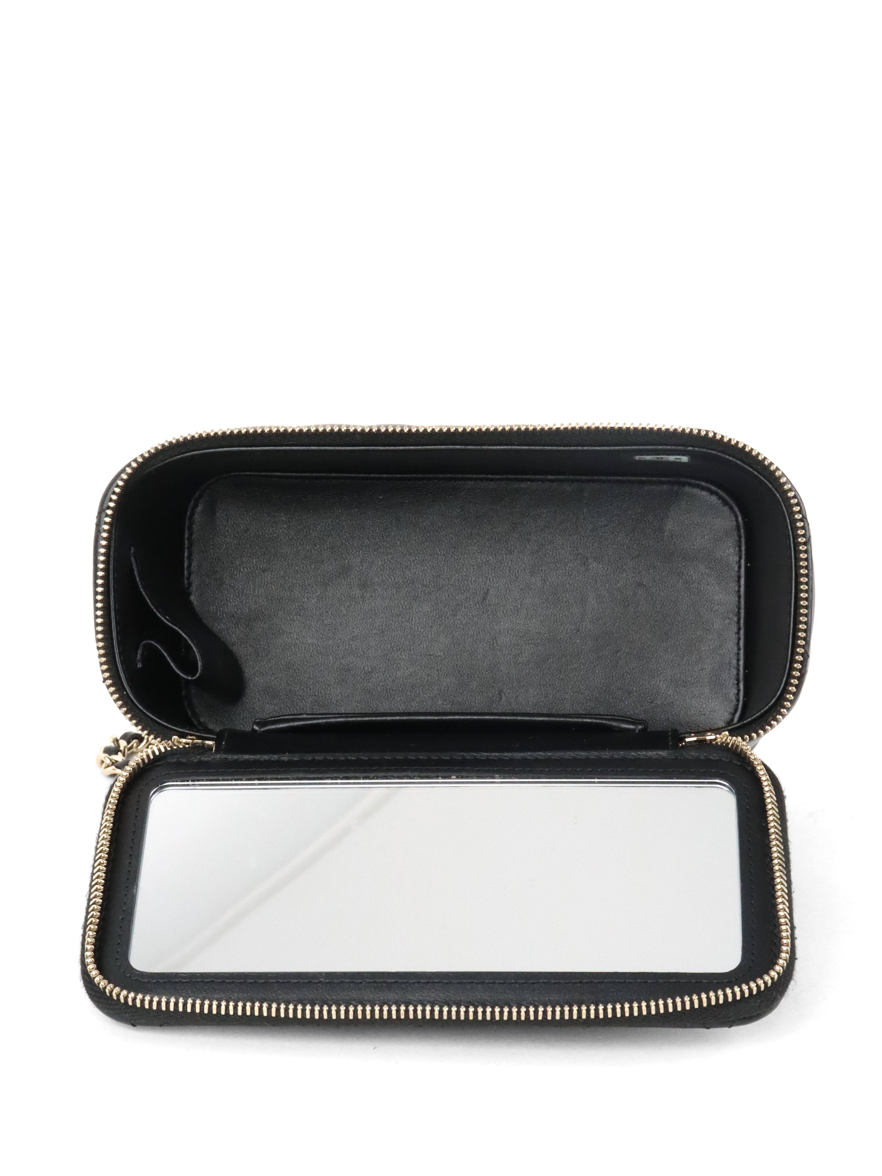 Chanel Black Lambskin Vanity Case with Handle LGHW