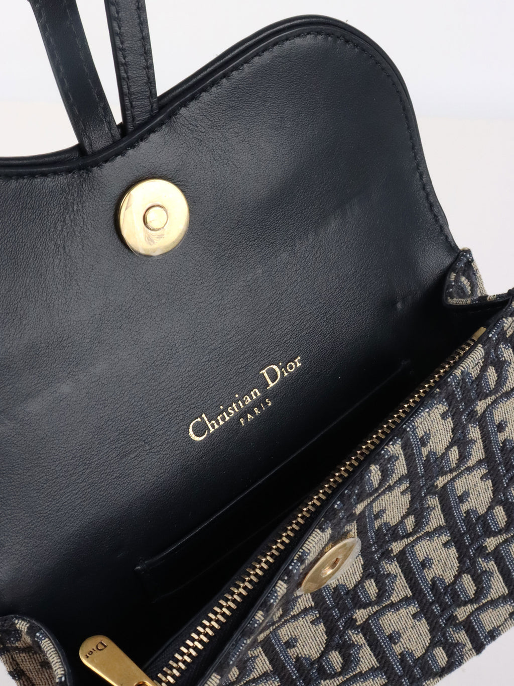Dior Navy Oblique Saddle Belt Bag