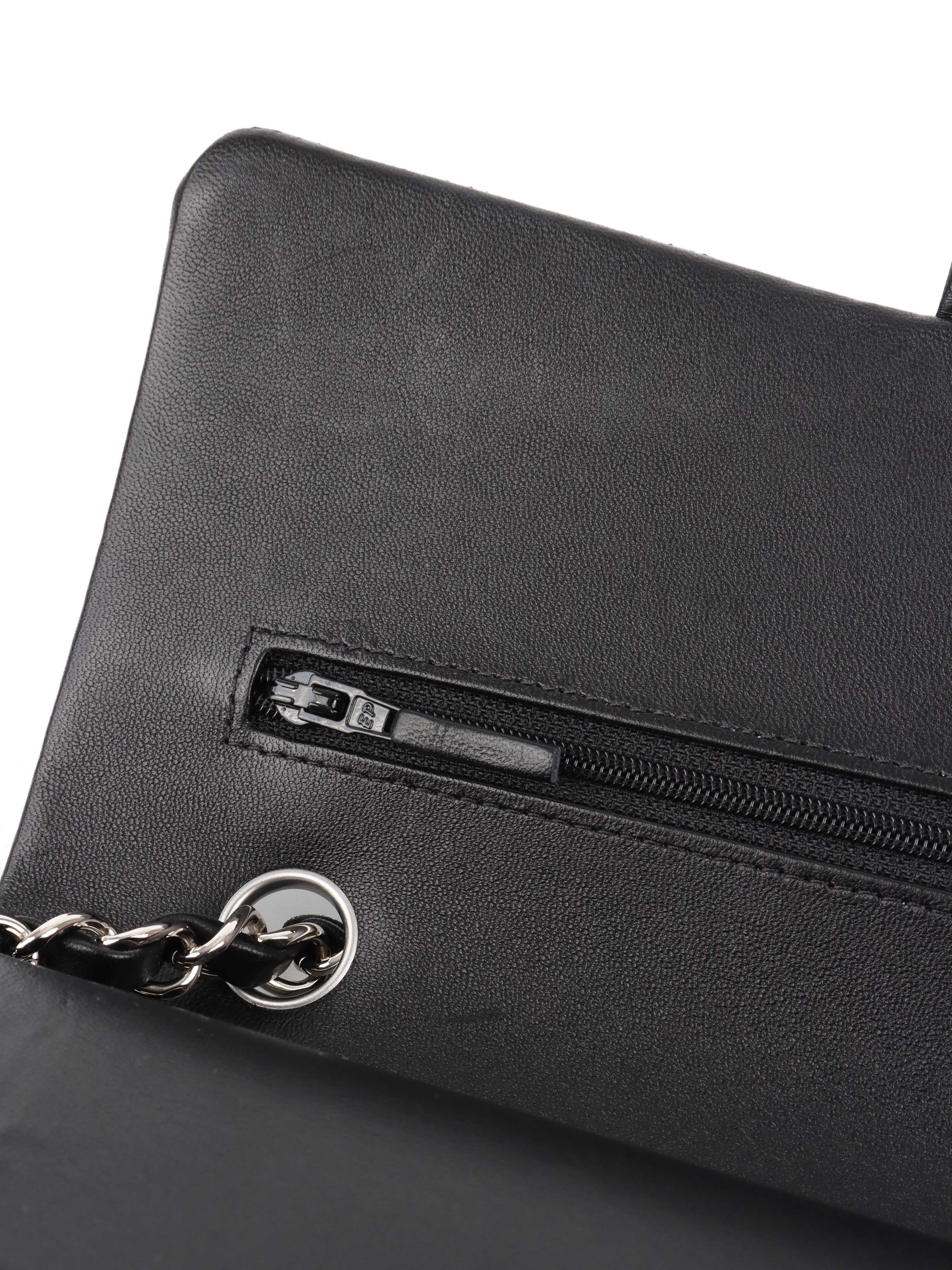 Chanel Black Medium Lambskin Classic Flap SHW.