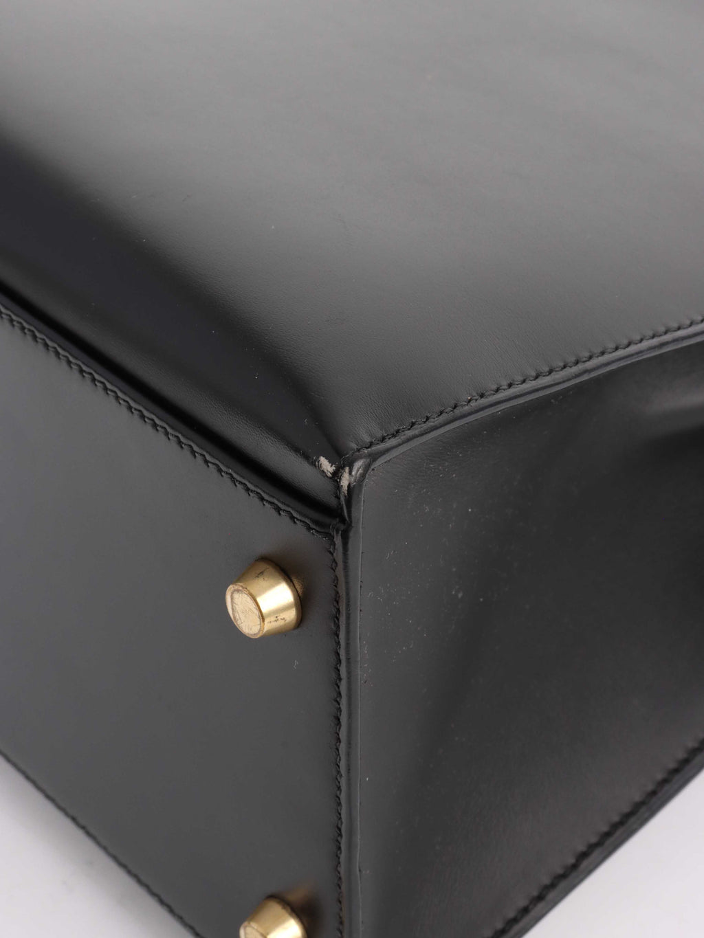 Hermes Vintage Black Box Kelly 32 Bag.