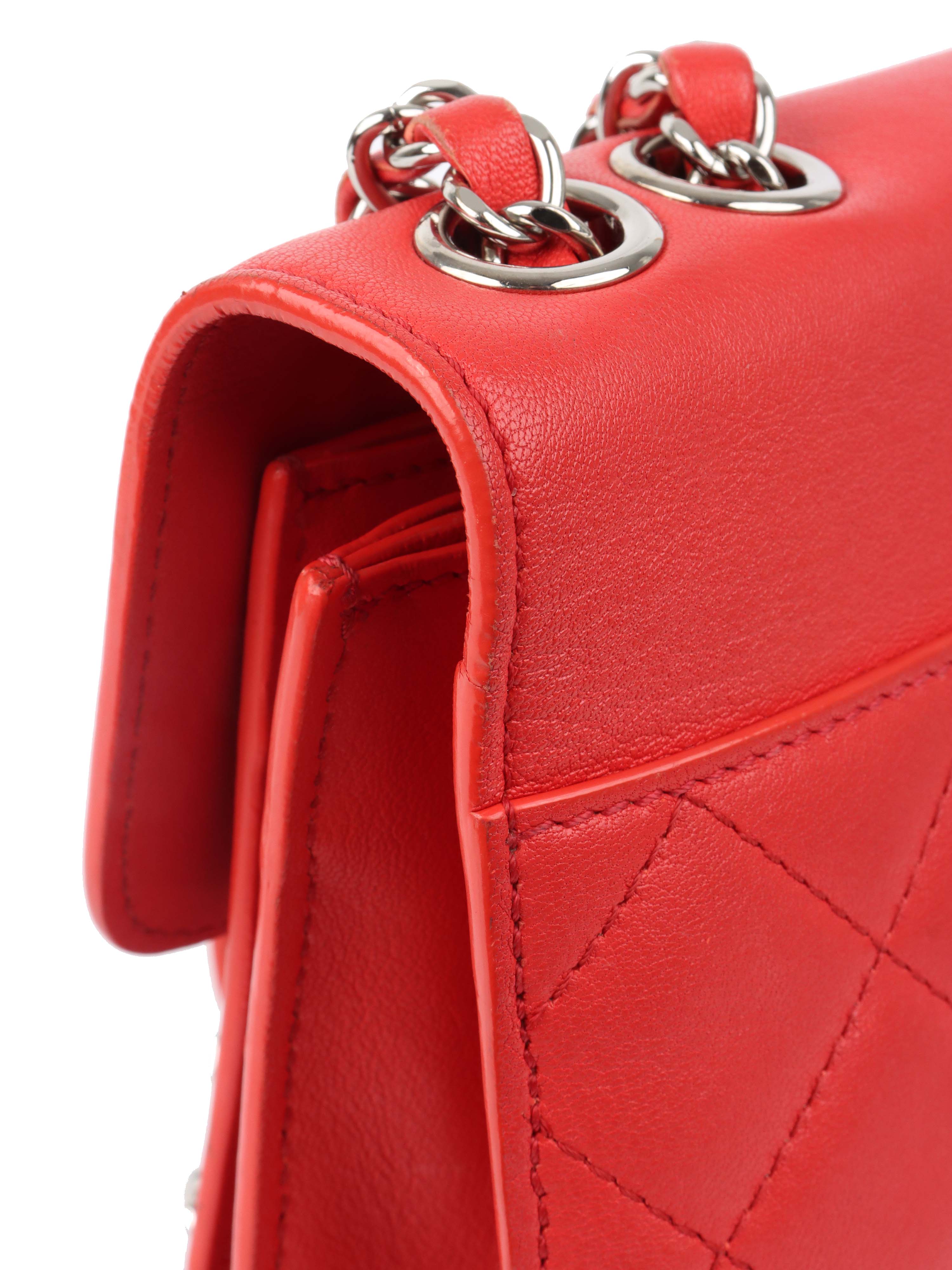 Chanel Red Quilted Two-tone CC Flap Bag
