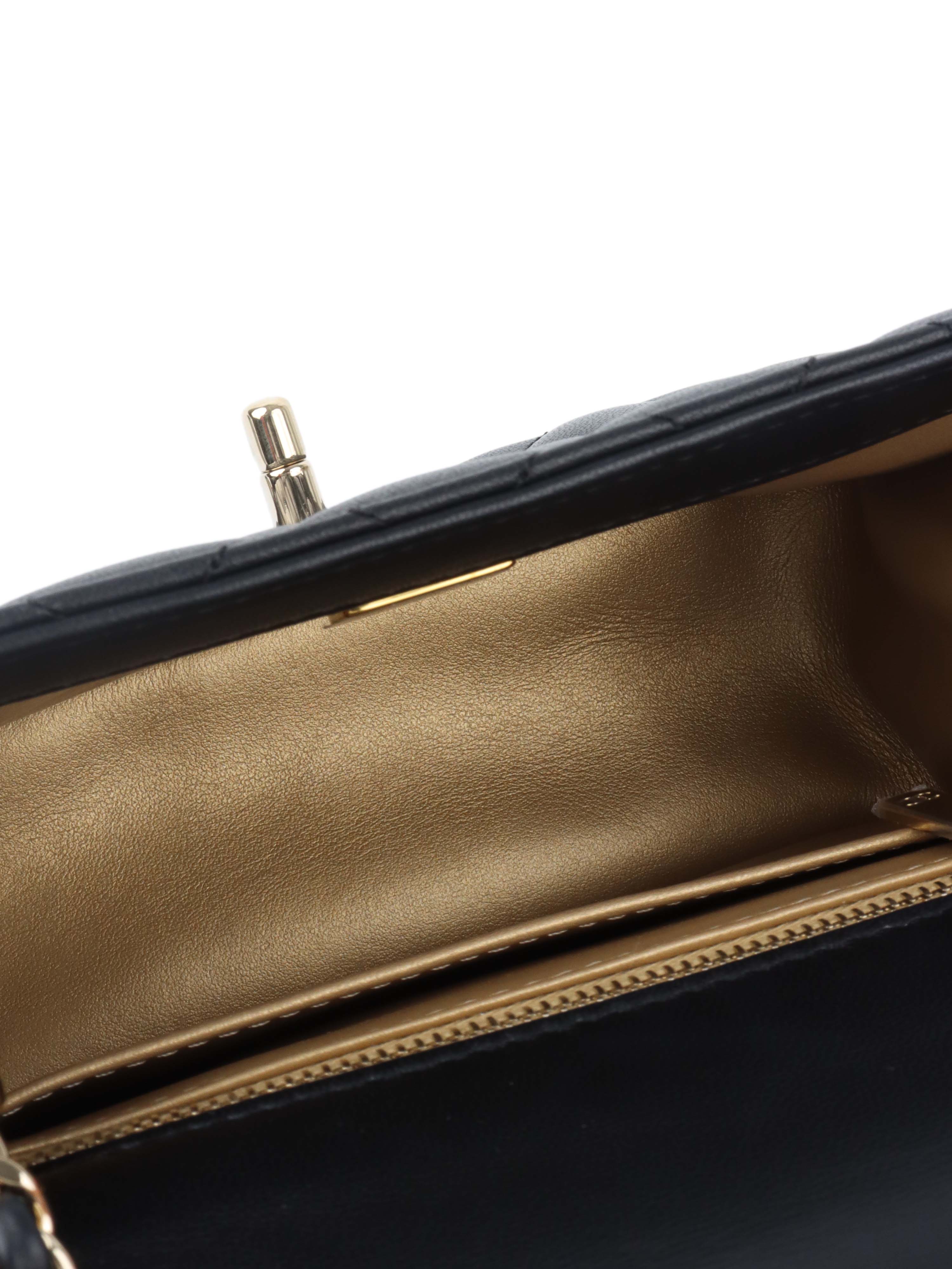 Chanel Black Lambskin Square Classic Flap with Pearl Crush