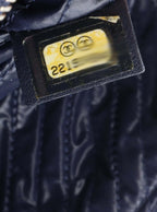 Chanel Navy Lambskin Medium Boy Chevron Pouch SHW.