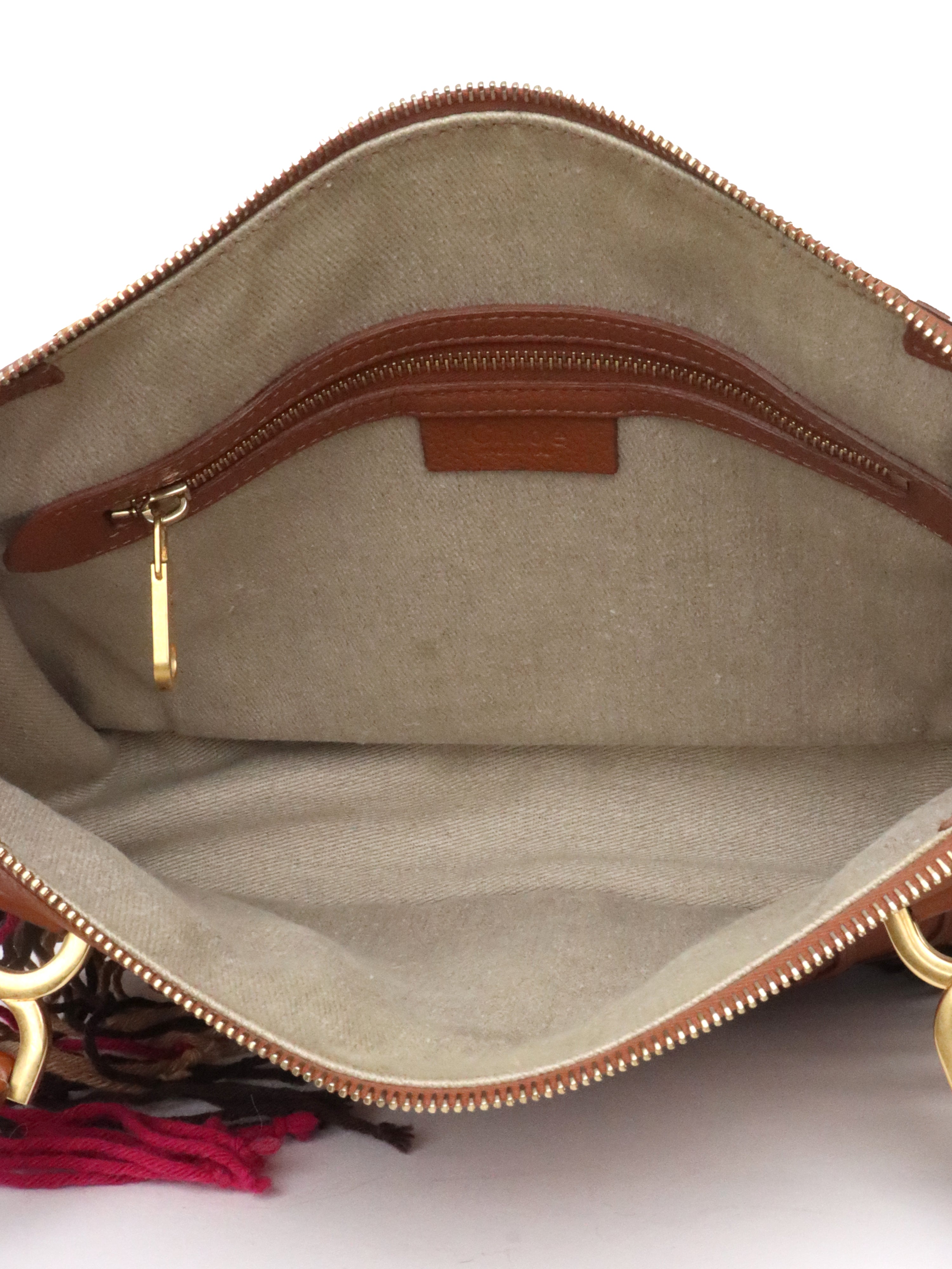 Chloe Marcie Medium Fringed Leather Tote Tan