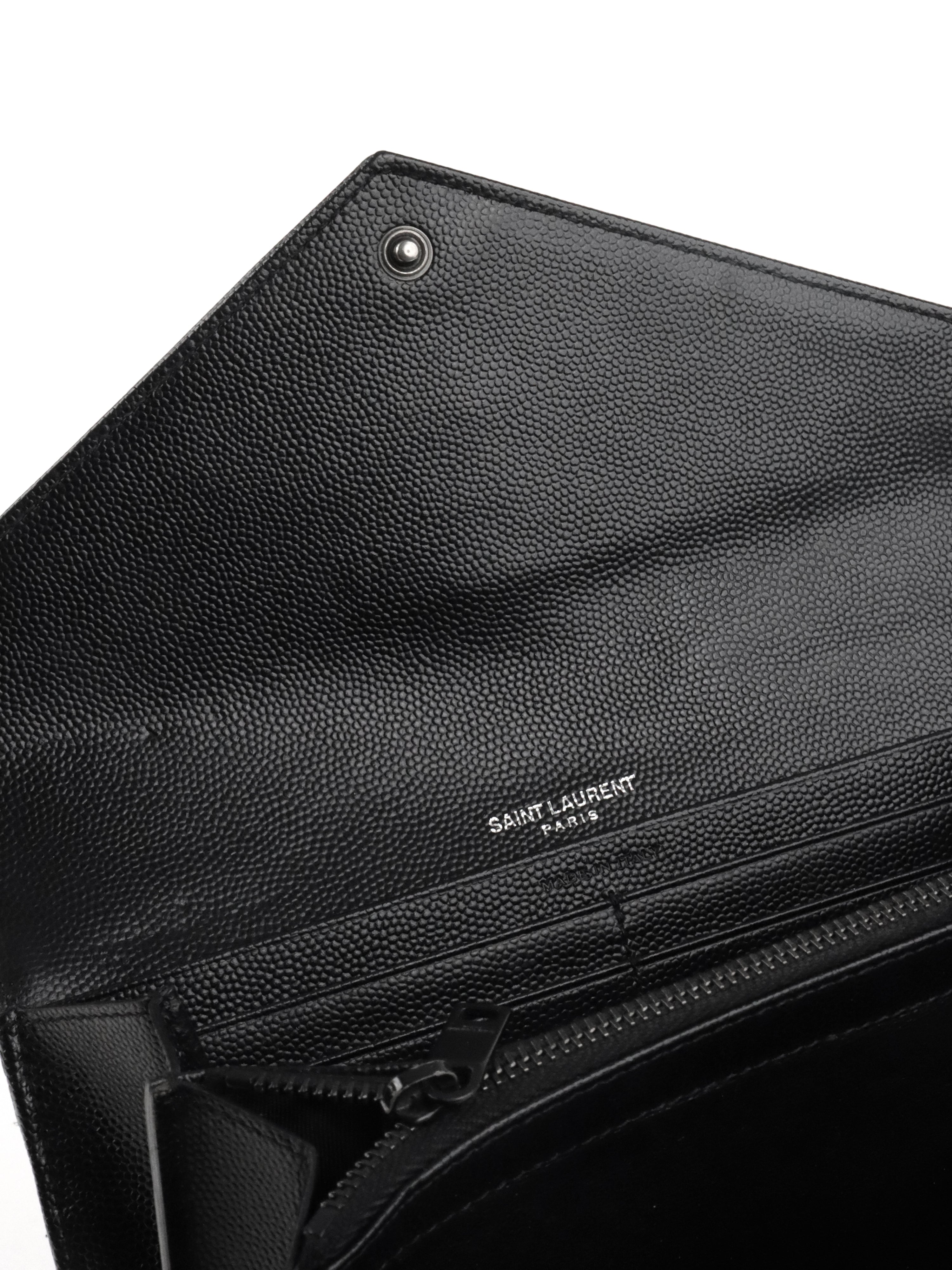 Saint Laurent Black Cassandre Matelasse Large Flap Wallet