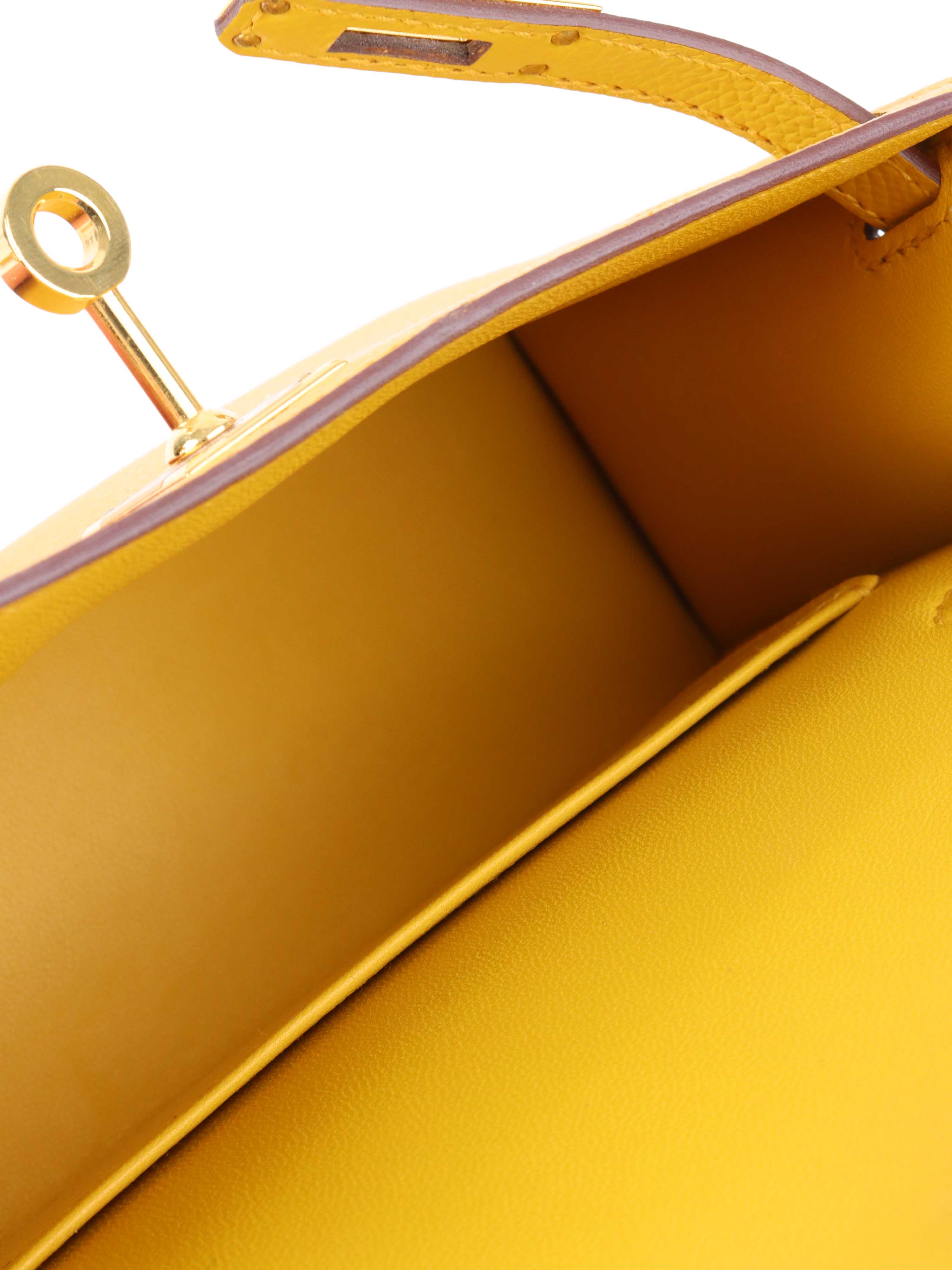 Hermes 9D Jaune Amber Mini Kelly II Epsom GHW