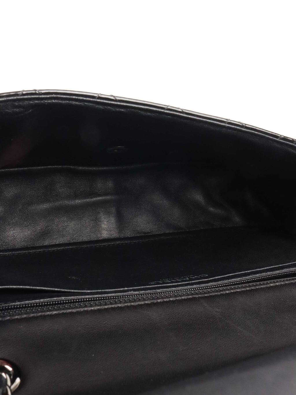 Chanel Black Patent Quilted Flap Bag SHW.