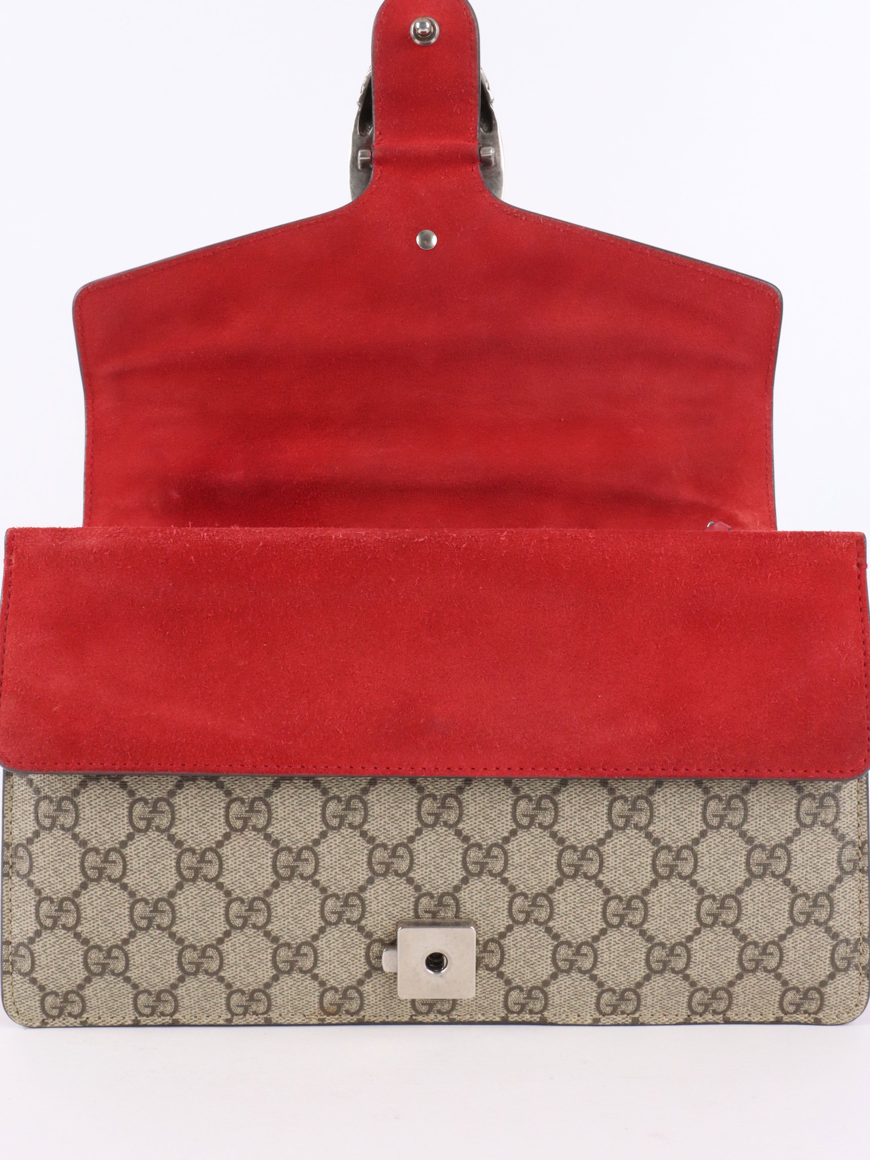 Gucci Small Dionysus GG Supreme Red Trim Shoulder Bag