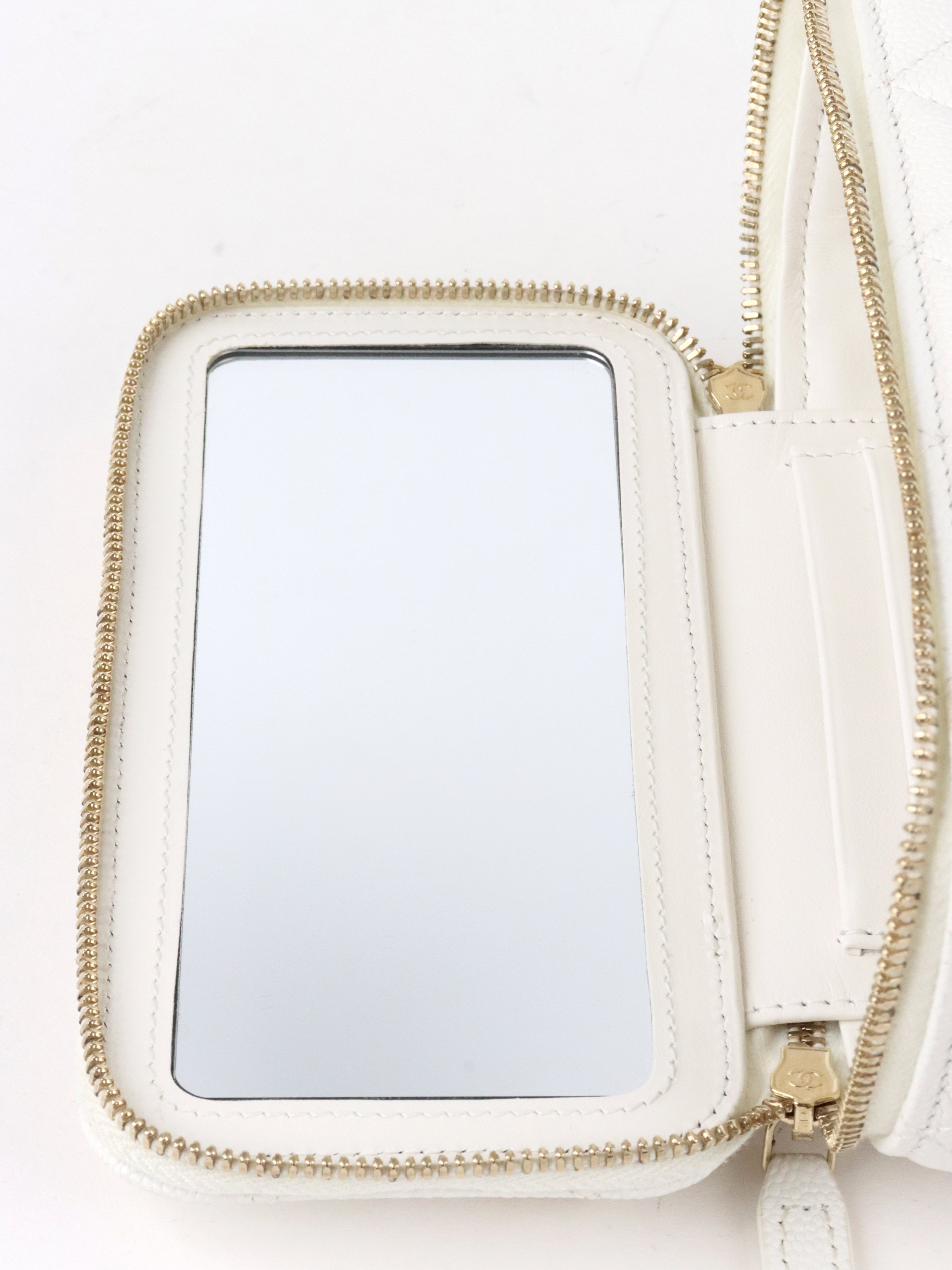 Chanel White Caviar Vanity Case