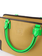Loewe Amazona 36 Brown/beige with Green Top Handle.