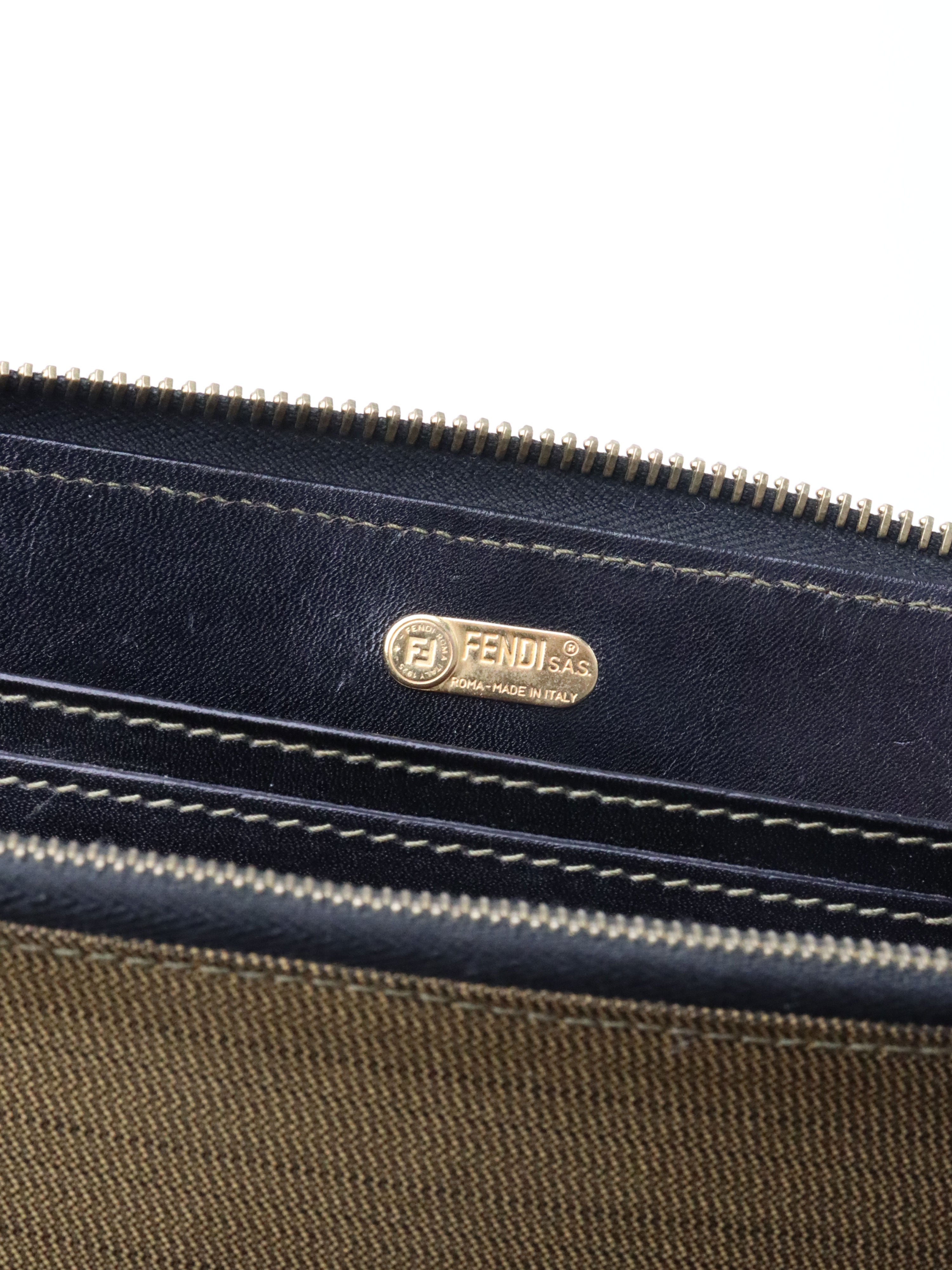 Fendi Vintage Zucca Canvas Top Handle Wallet Bag