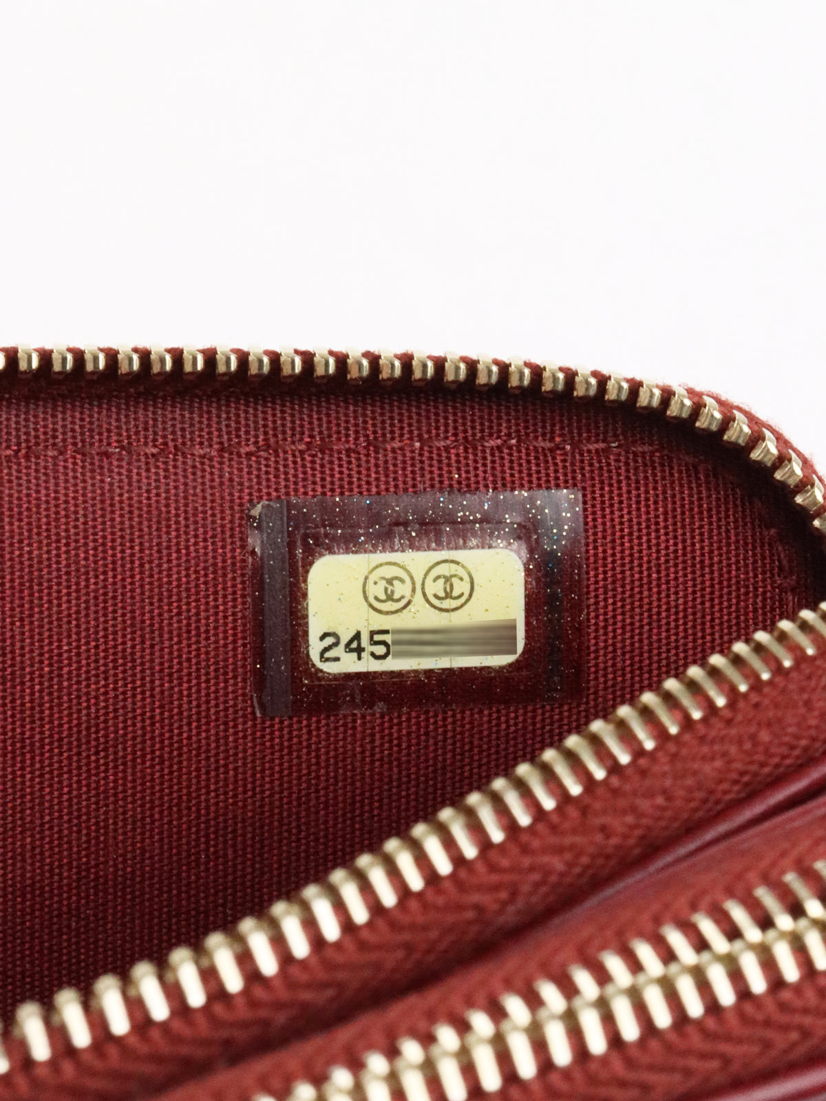 Chanel Burgundy Lambskin Double Zip Wallet on Chain