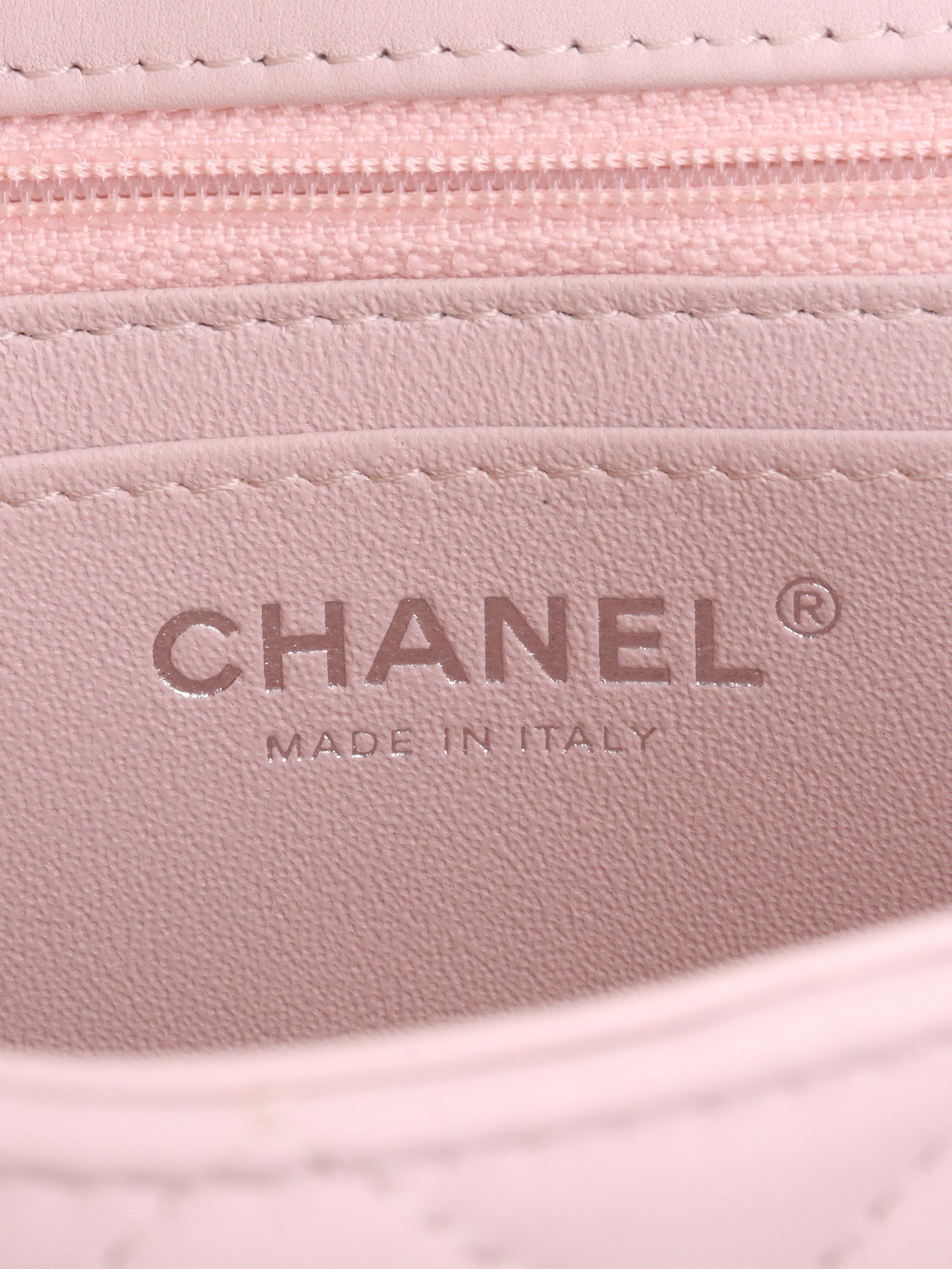 Chanel Light Pink Mini Rectangular Classic Flap SHW.