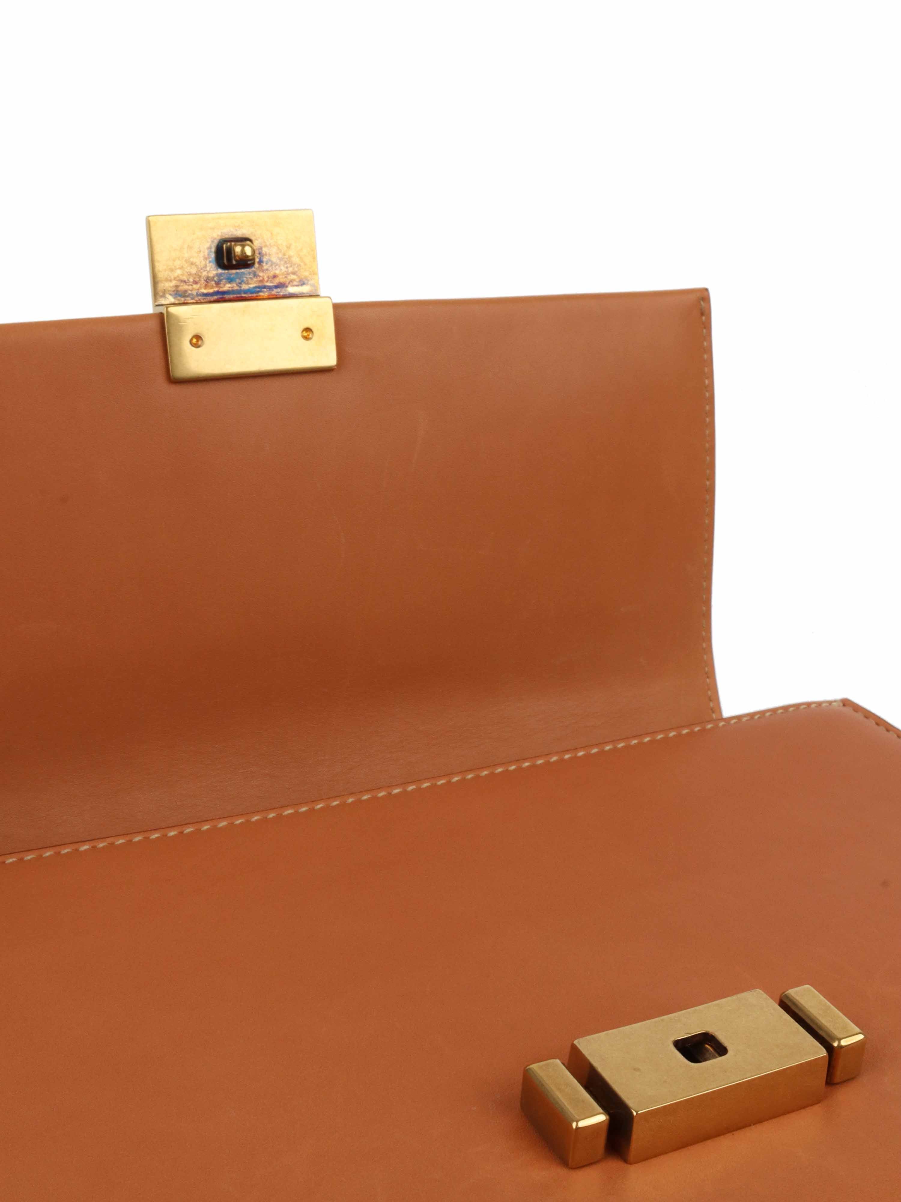 Saint Laurent Caramel Box Leather Shoulder Bag.