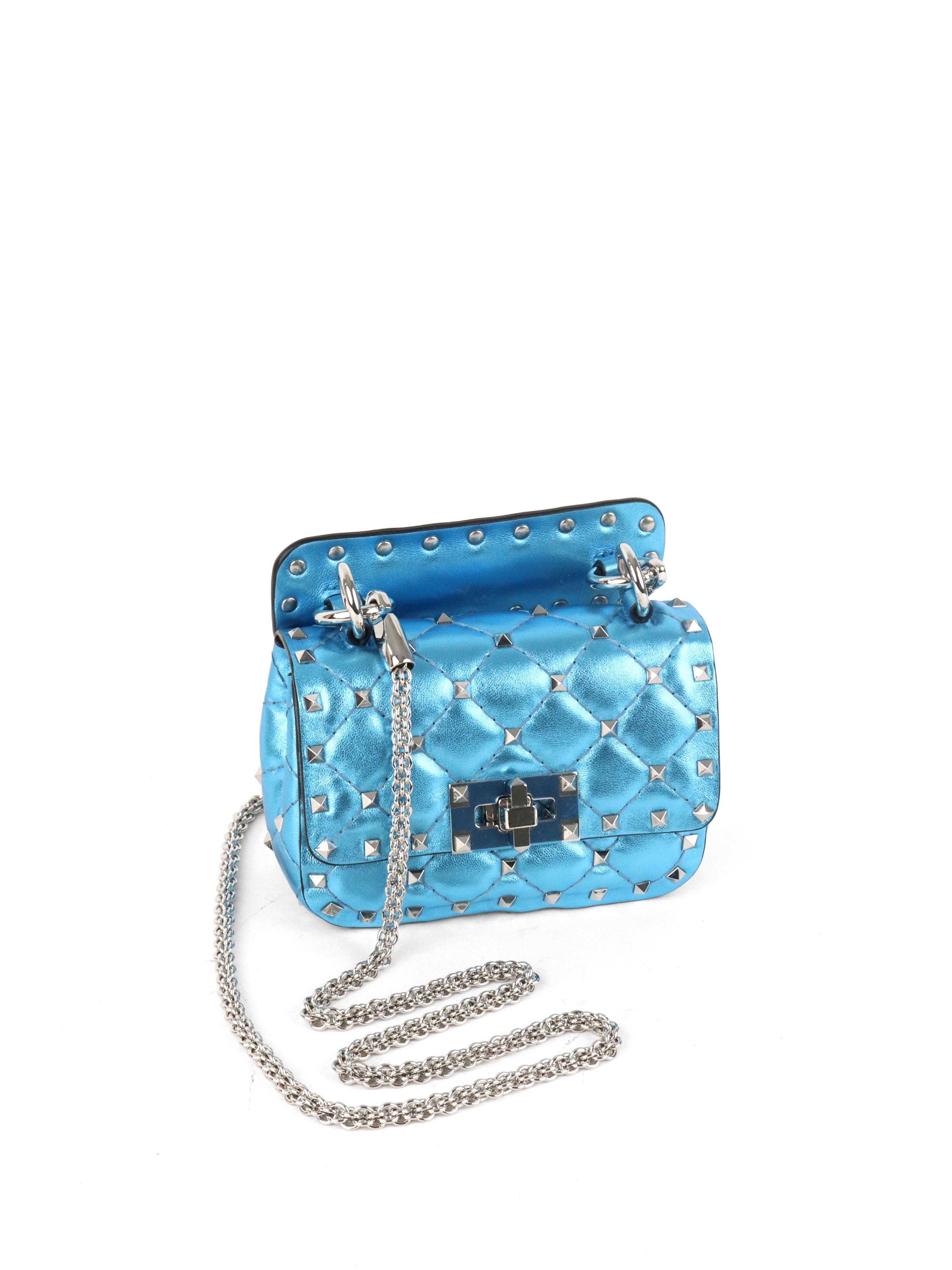 Valentino Blue Electric Cerulean Rockstud Spike Micro Bag