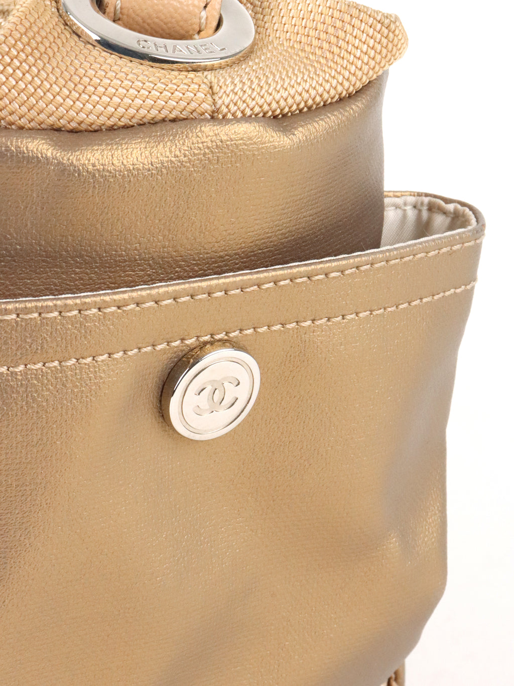 Chanel Champaign Paris Biarritz Quilted Coated Canvas Bag
