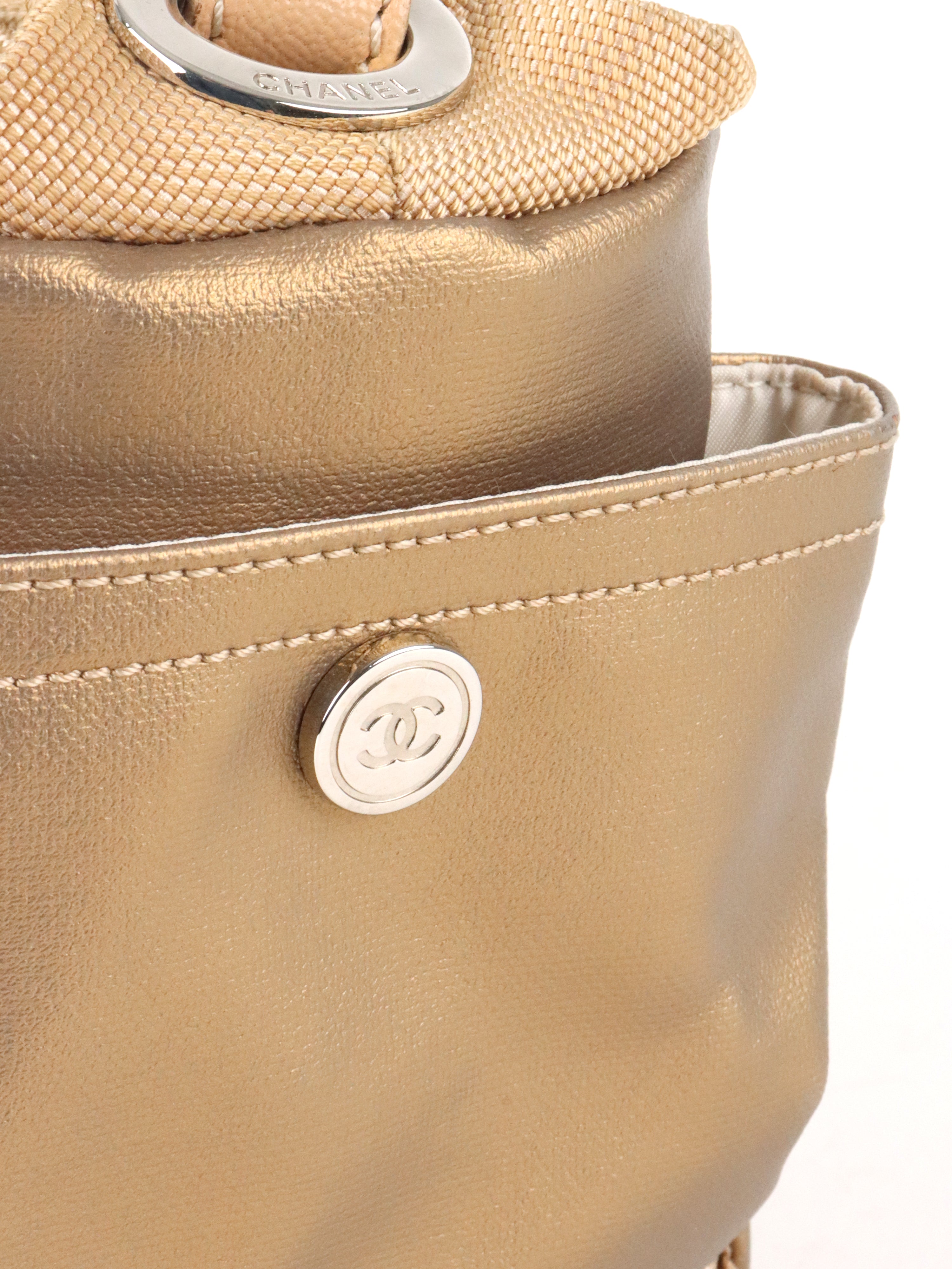 Chanel Champaign Paris Biarritz Quilted Coated Canvas Bag