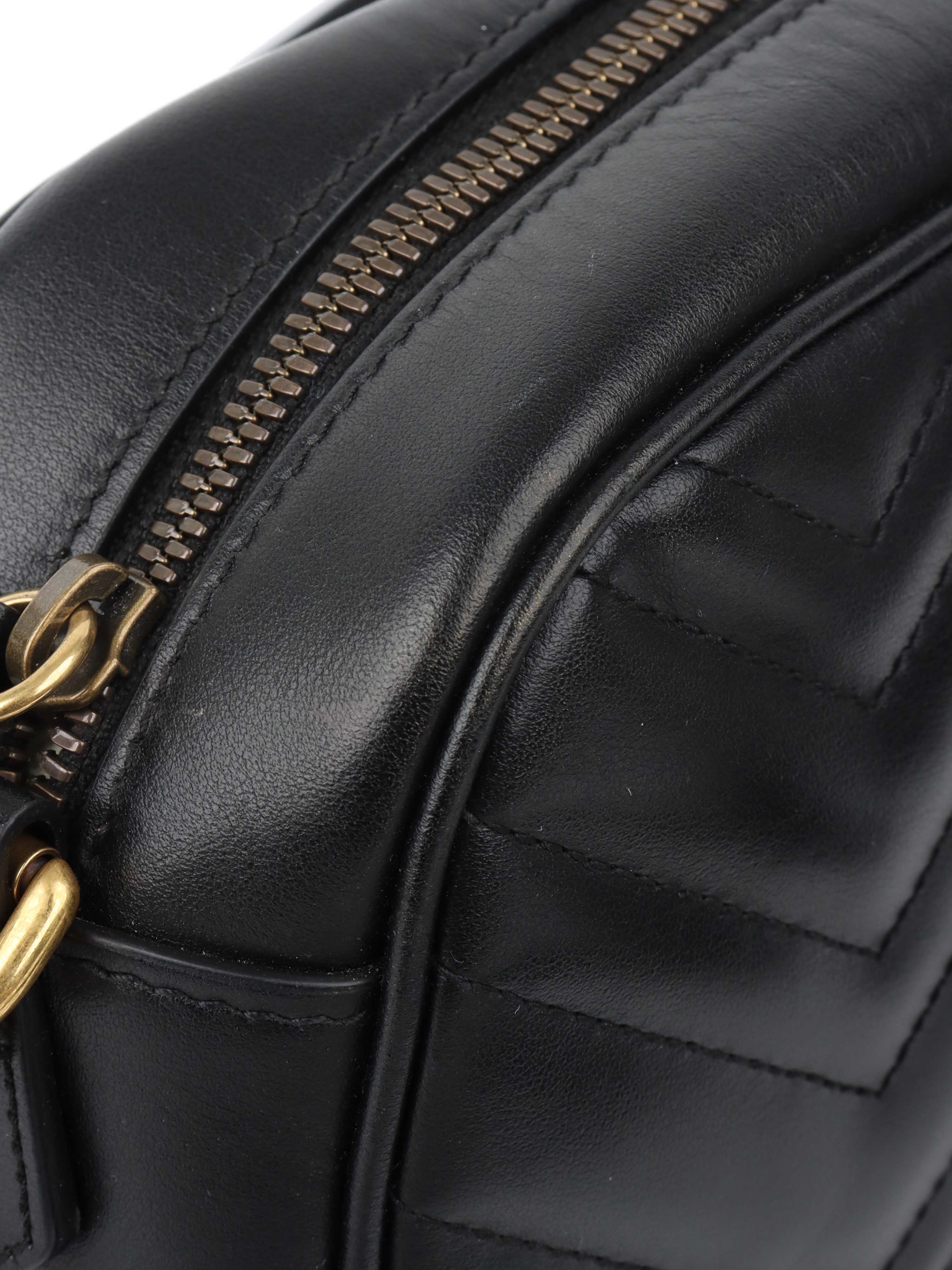 Gucci Small Black Marmont Camera Bag.