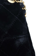 Chanel Black Small Quilted Velvet Wavy CC Hobo Bag.