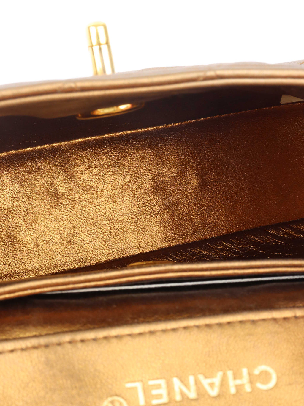 Chanel Gold Matellic Vintage Chain Bag.