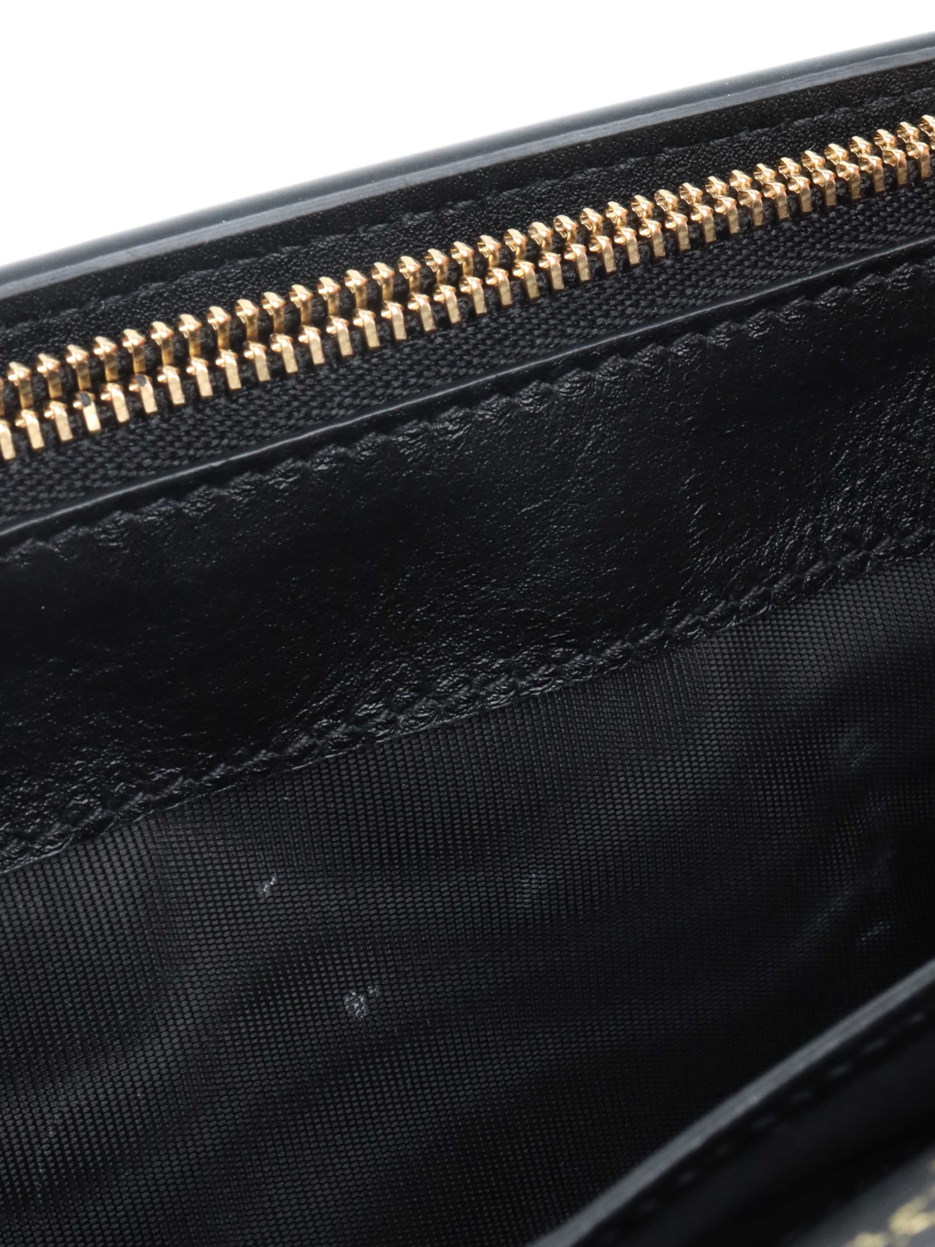 Dior Black Patent Leather 30 Montaigne Chain Clutch.