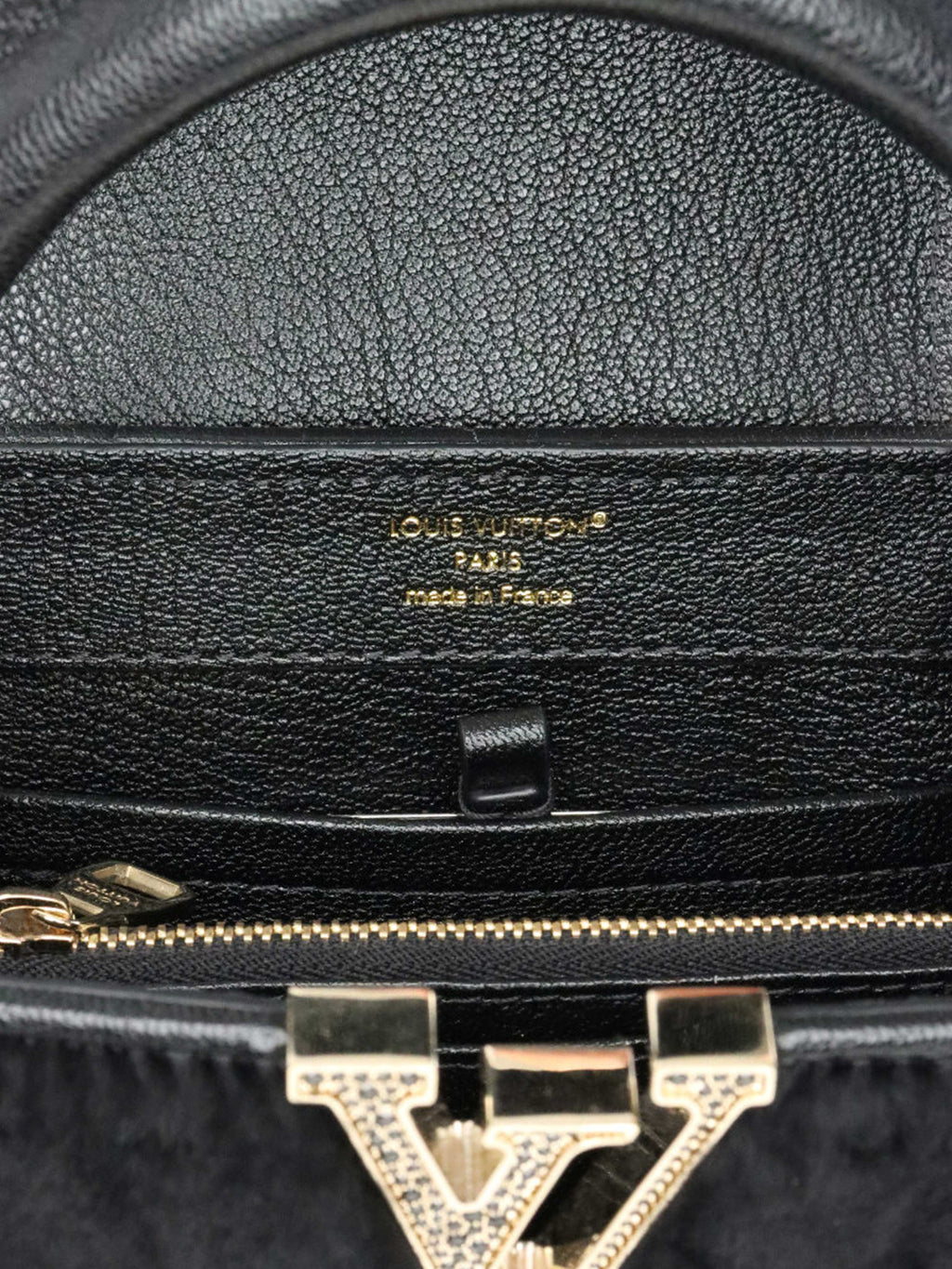 Louis Vuitton Black Sherling Mini East West Capucines