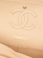 Chanel Beige Claire Chevron Caviar Classic Flap