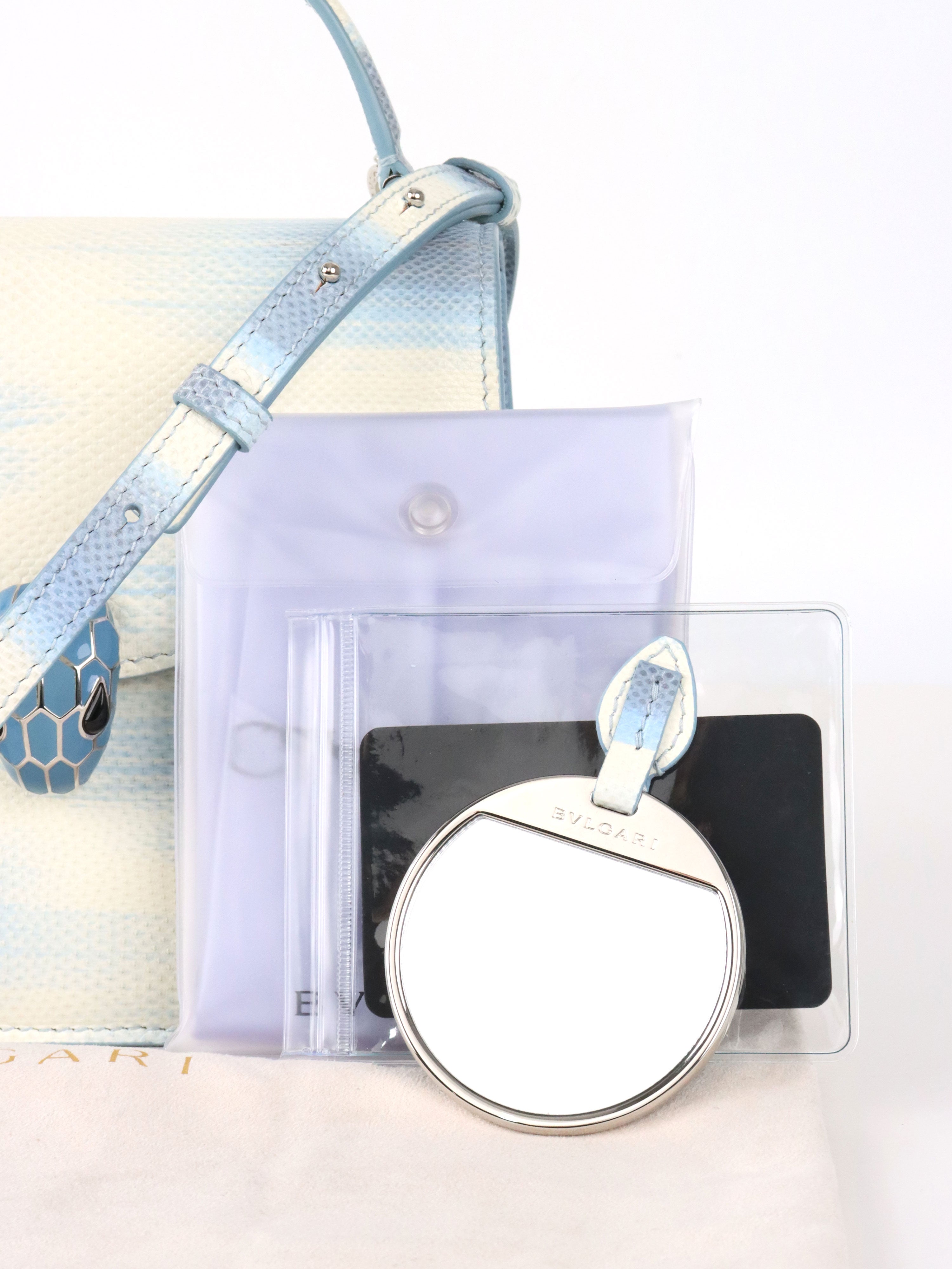 Bvlgari Blue and White Serpenti Forever Leather 2way Bag