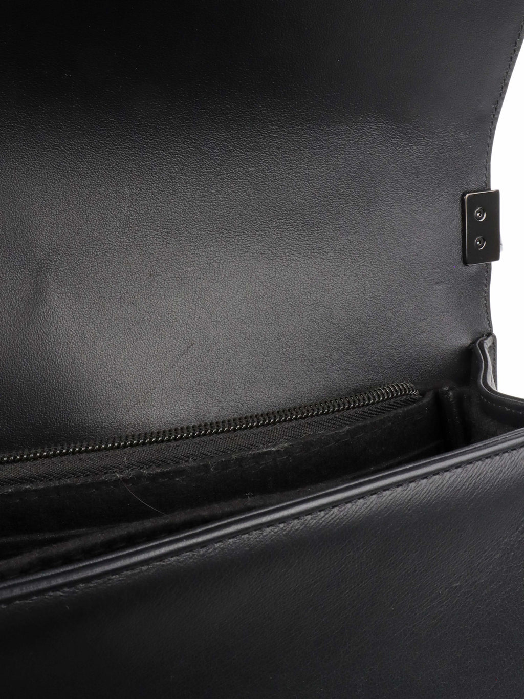 Chanel So Black Medium Lambskin Boy Bag.