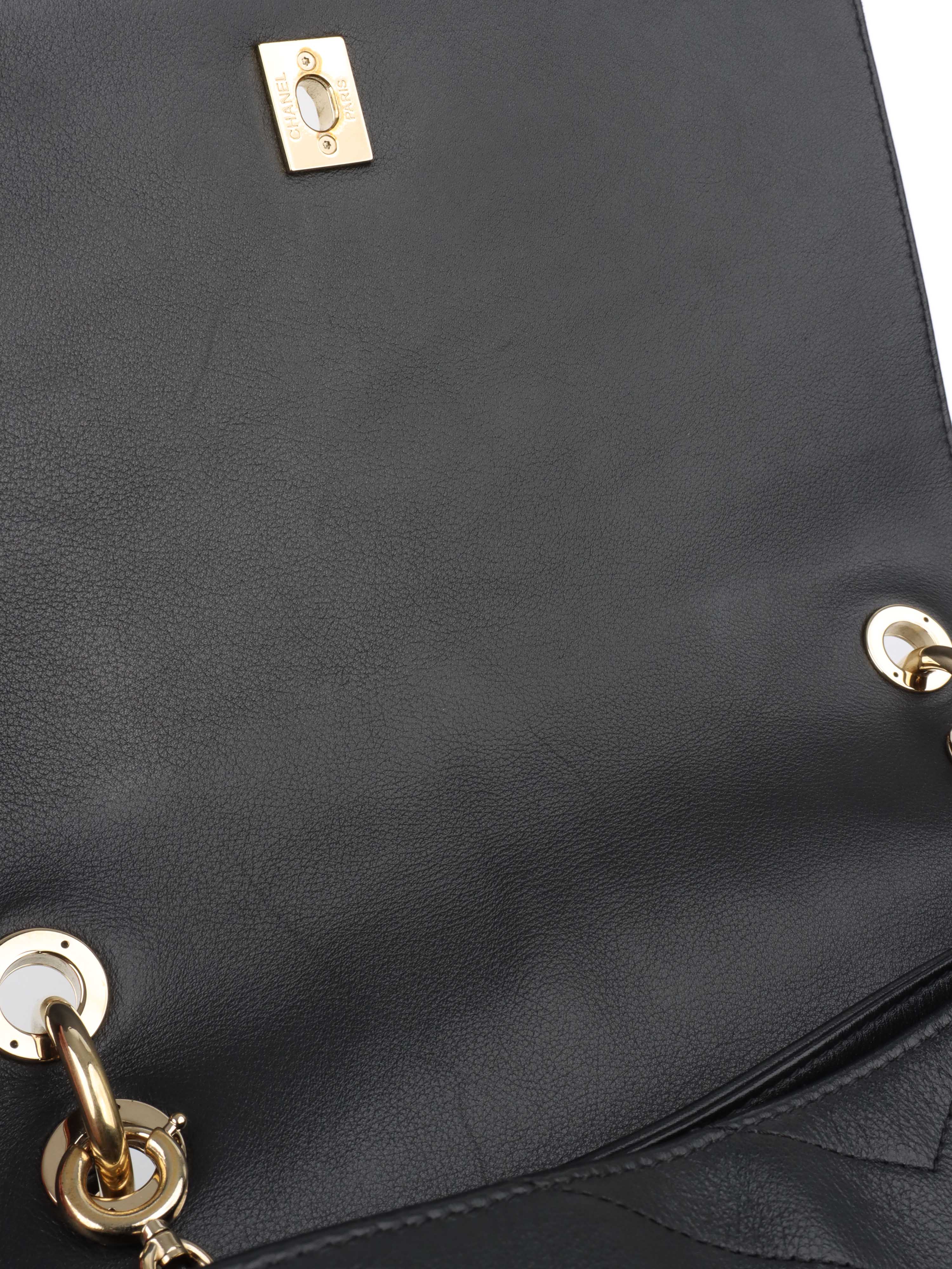Chanel Black Chevron Chic Top Handle Flap Bag LGHW.